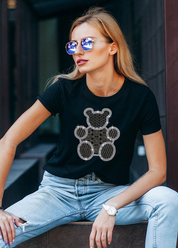 Luxury Looking Teddy Bear Rhinestone T-Shirt