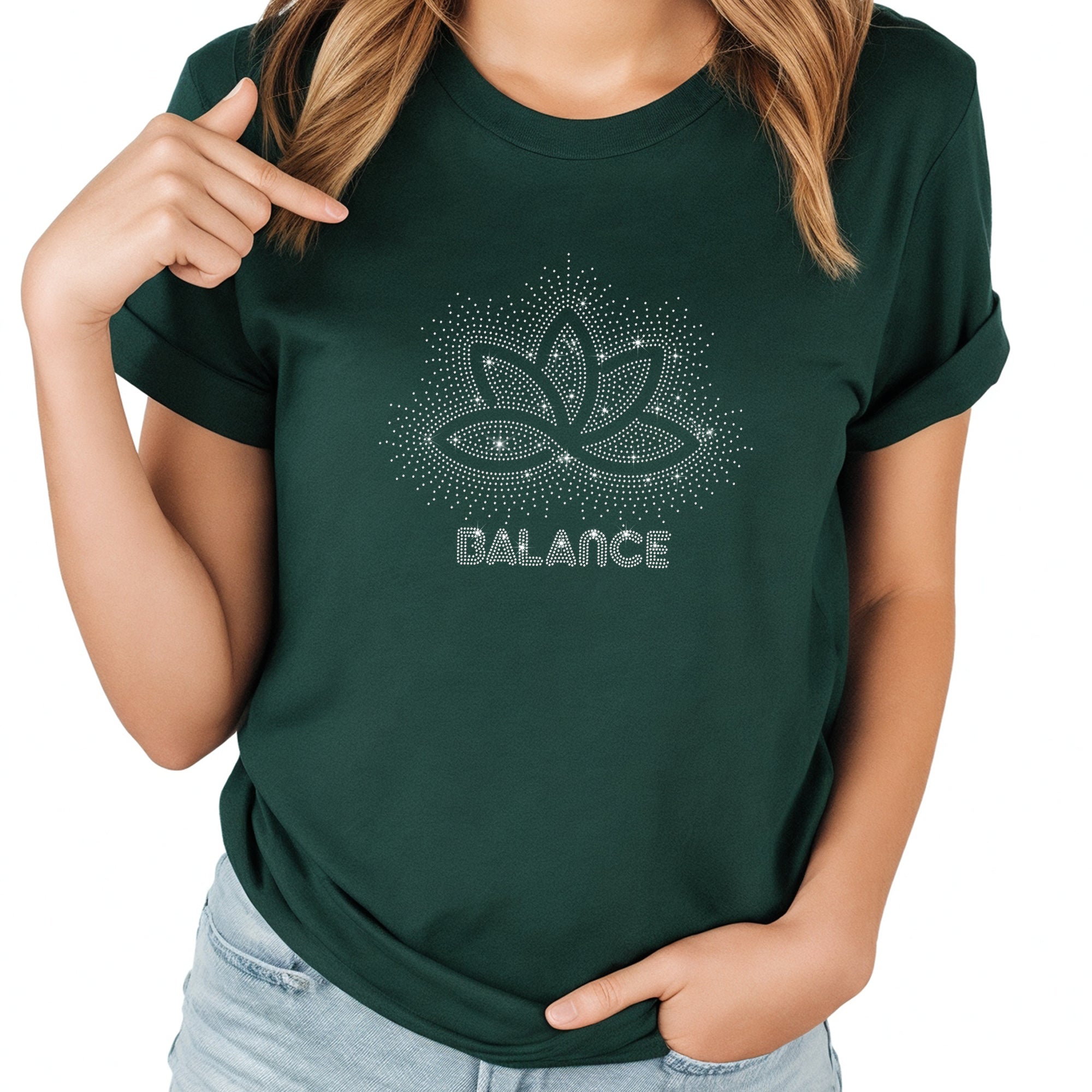 Balance Sparkling Rhinestone T-Shirt