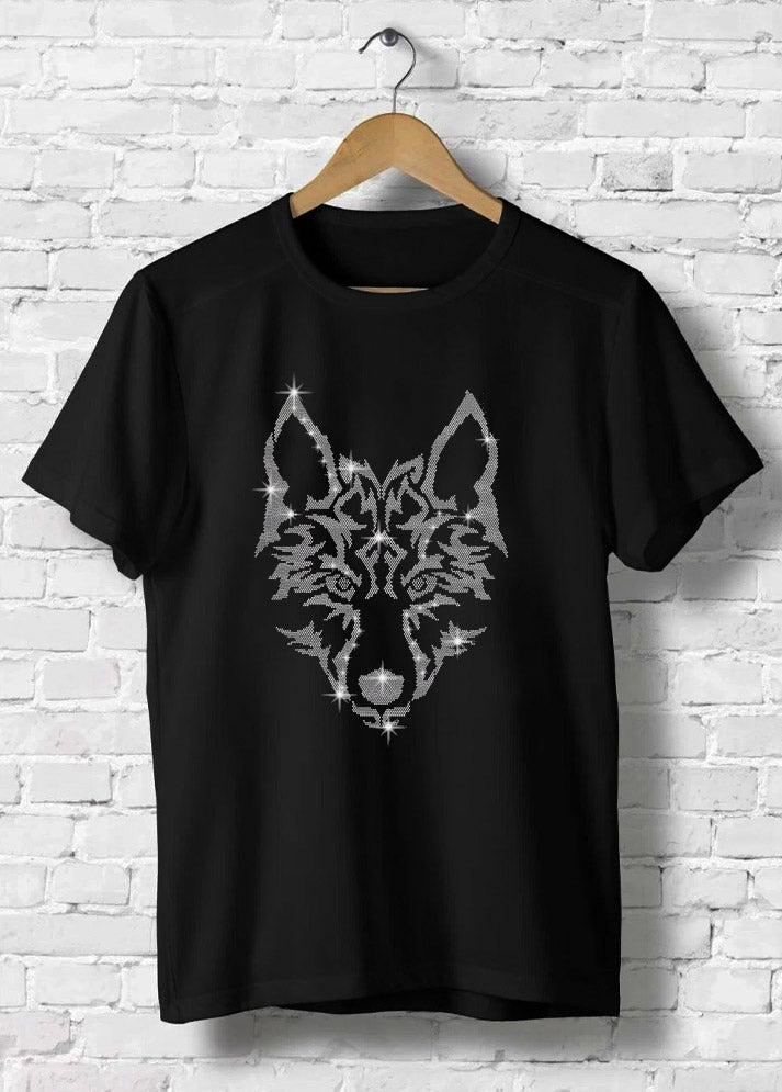 Lone Wolf Head Rhinestone T-Shirt