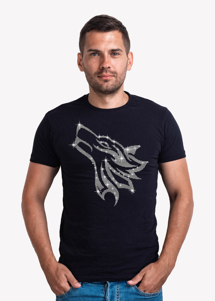 Lone Wolf Head Rhinestone T-Shirt