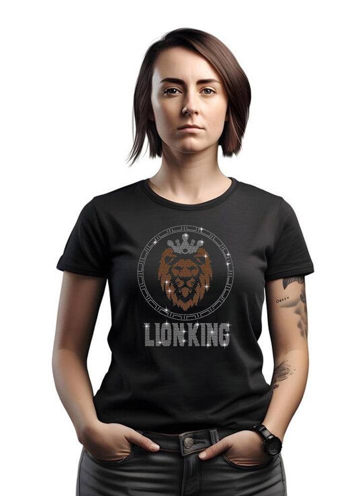 Majestic Lion King Rhinestone T-Shirt