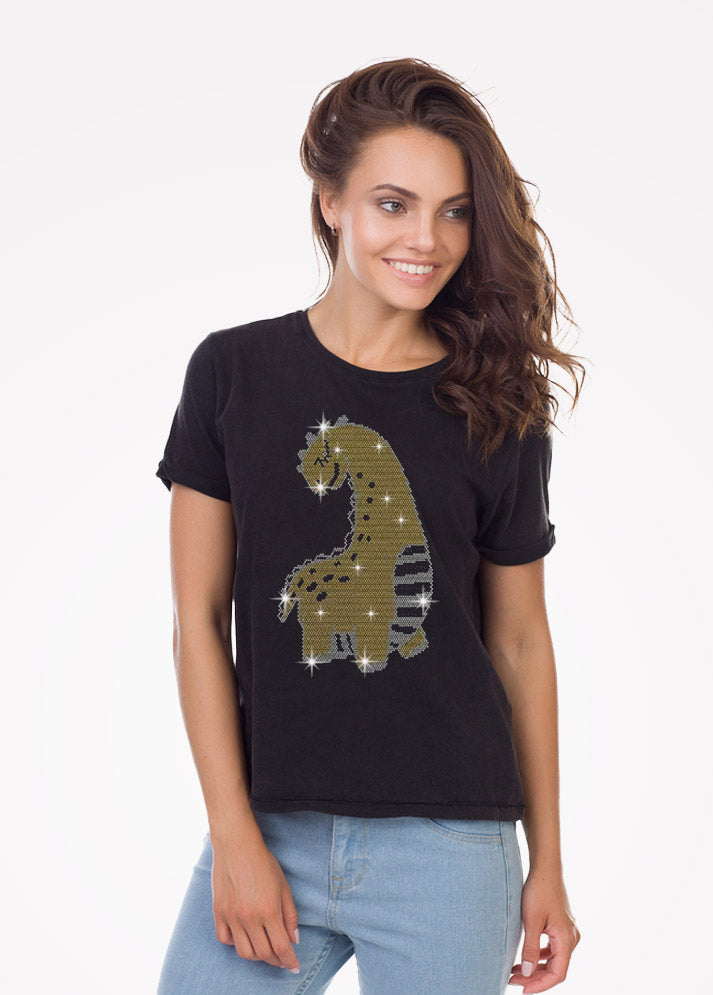 Dinosaur - Lovely Dino Rhinestone T-Shirt