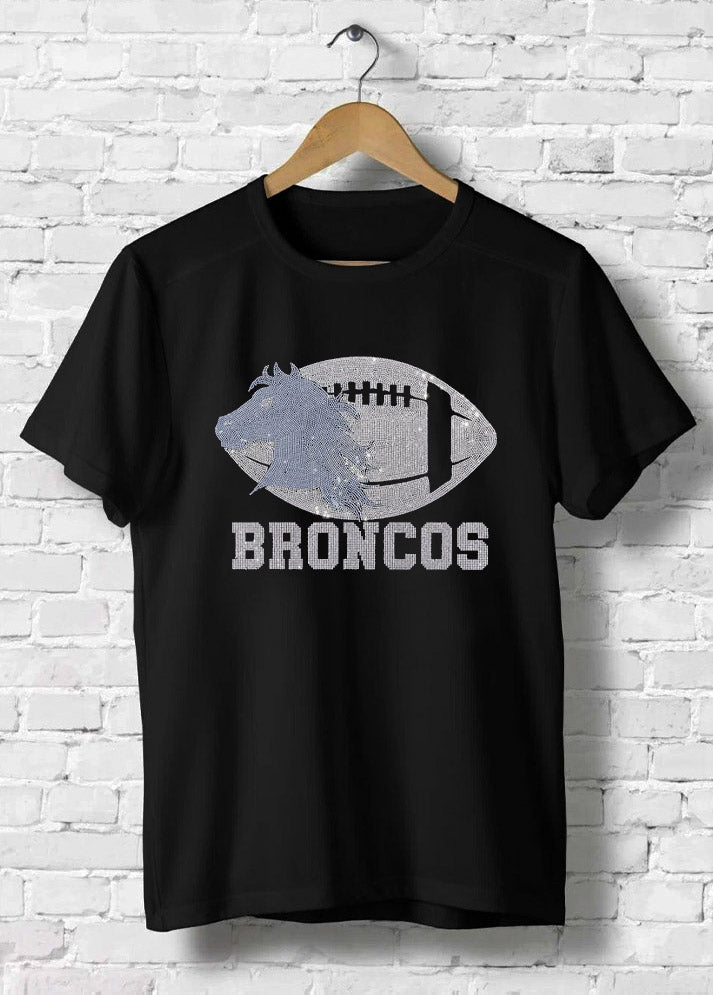 Broncos Football Horse Rhinestone T-Shirt – Modapaya - Rhinestone World
