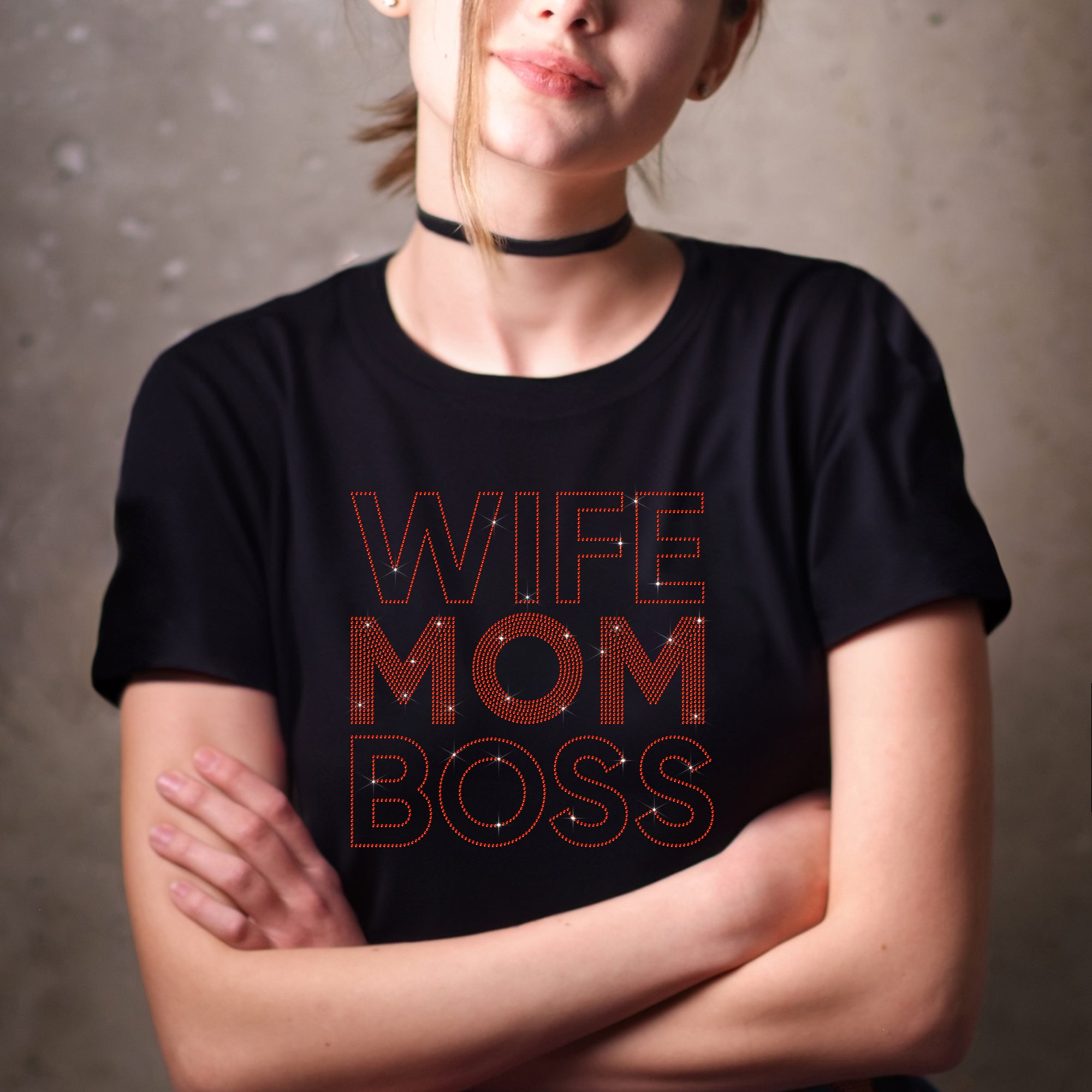 WIFE MOM BOSS Rhinestone T-Shirt