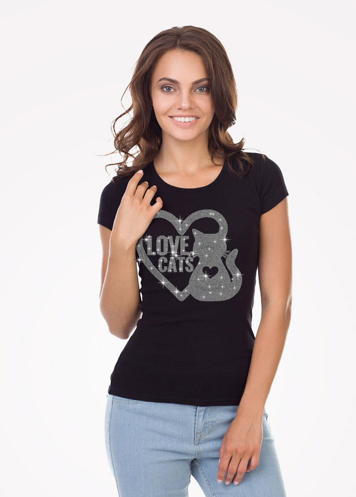 Love Cats Rhinestone T-Shirt