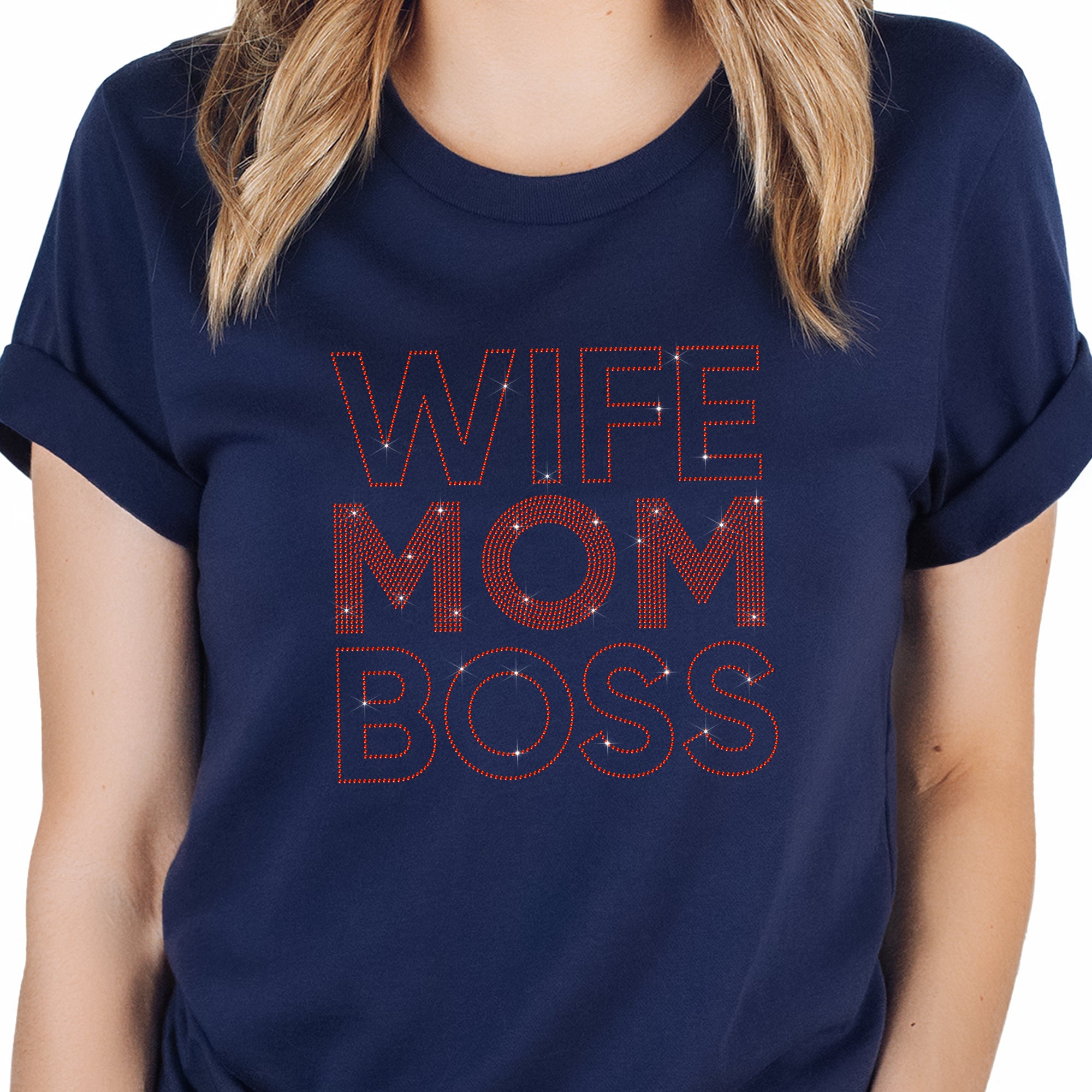 WIFE MOM BOSS Rhinestone T-Shirt