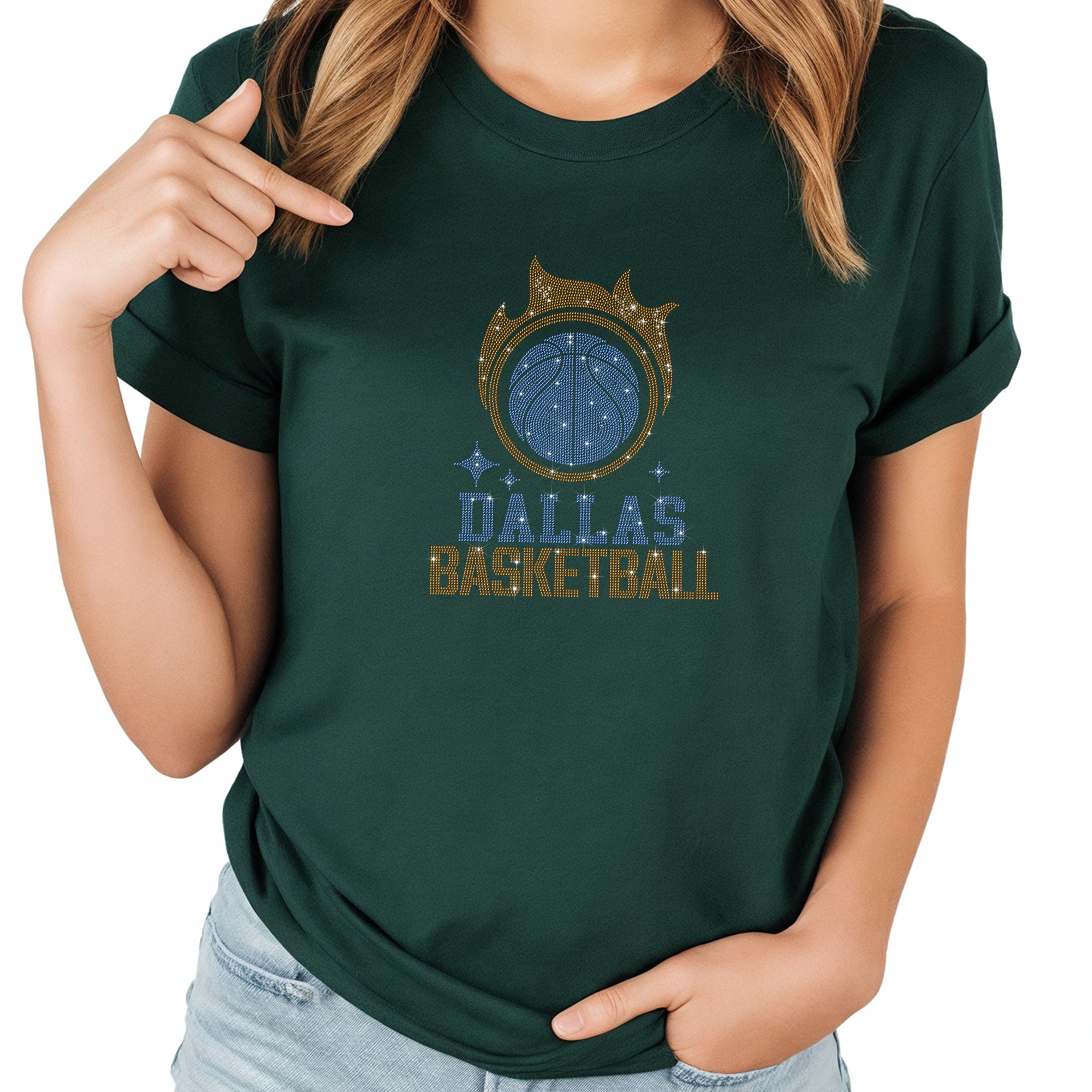 Dallas Basketball Team Rhinestone T-Shirt