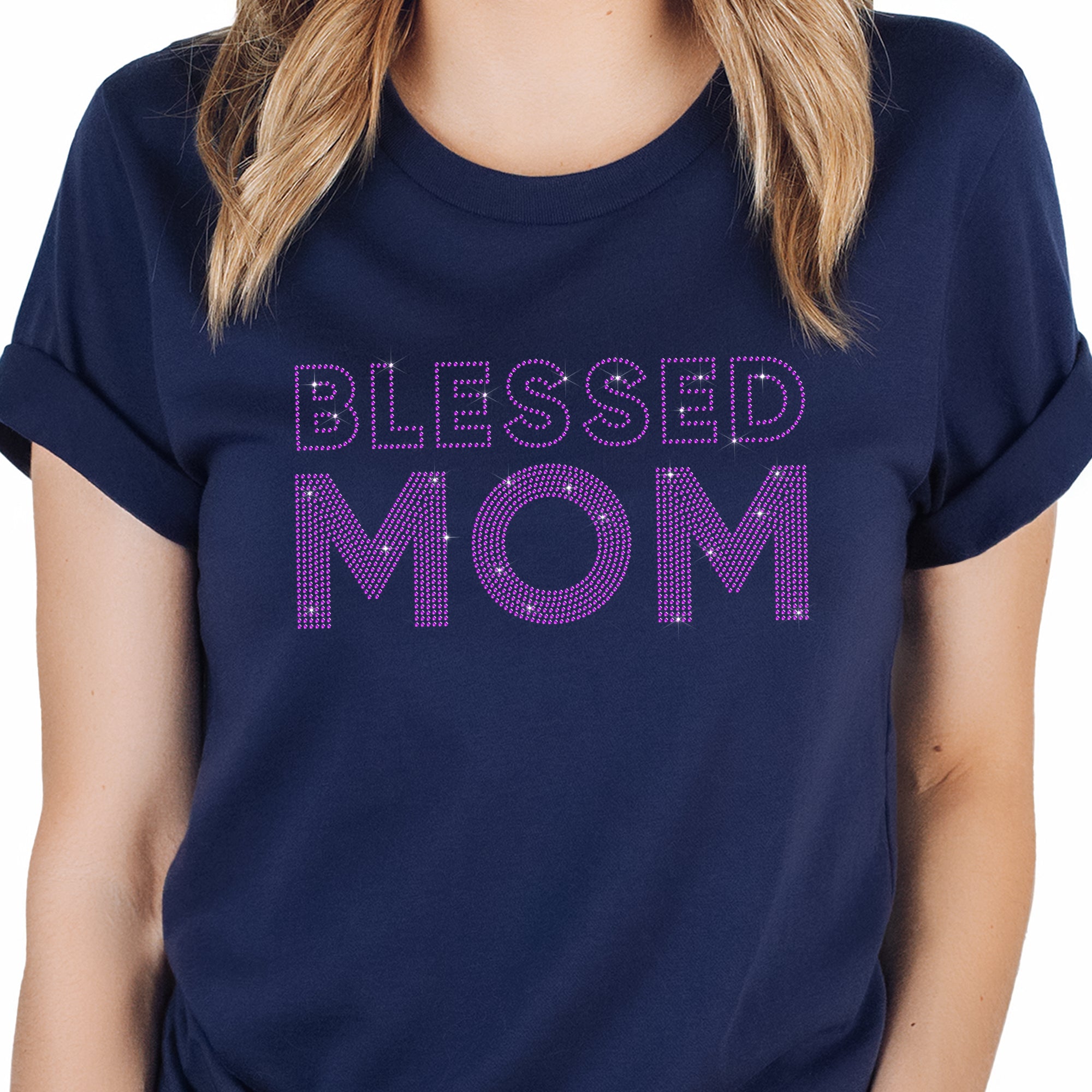 BLESSED MOM Rhinestone T-Shirt