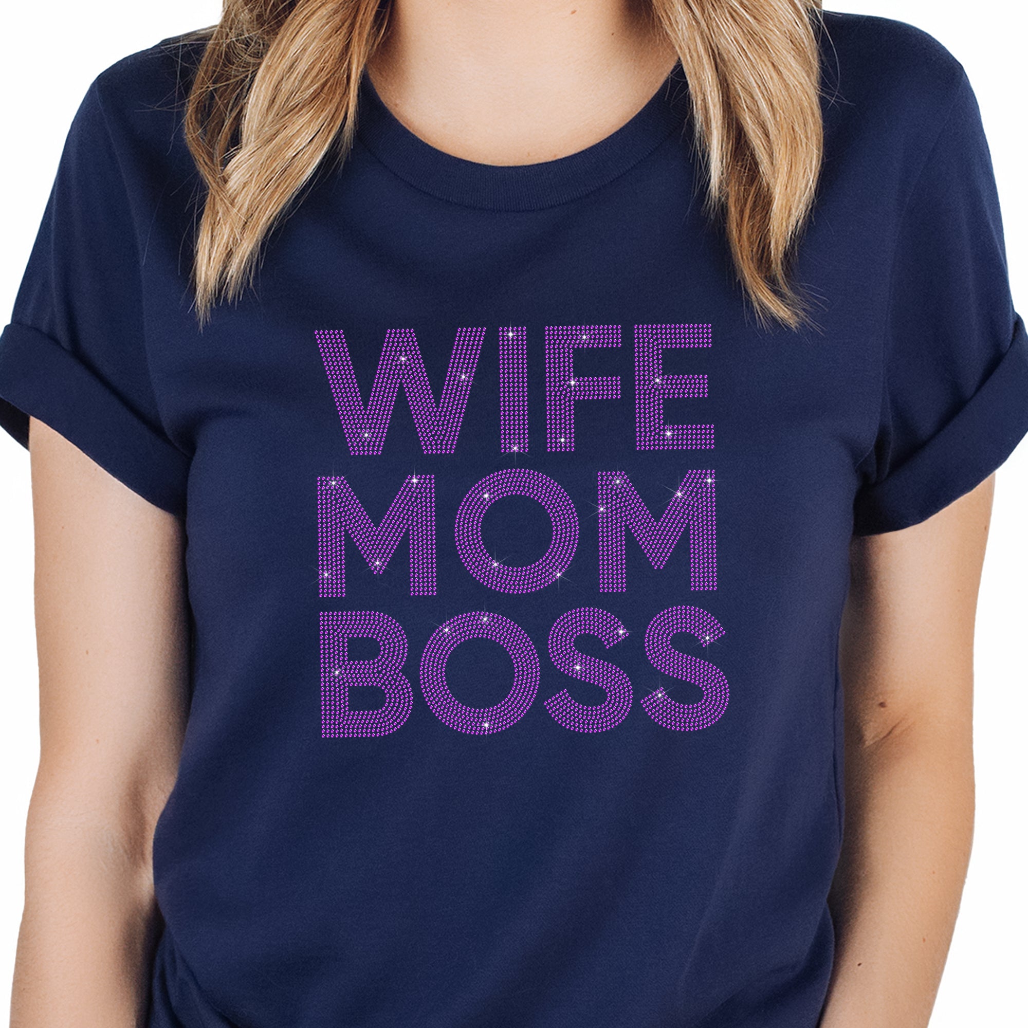 WIFE MOM BOSS 2 Rhinestone T-Shirt