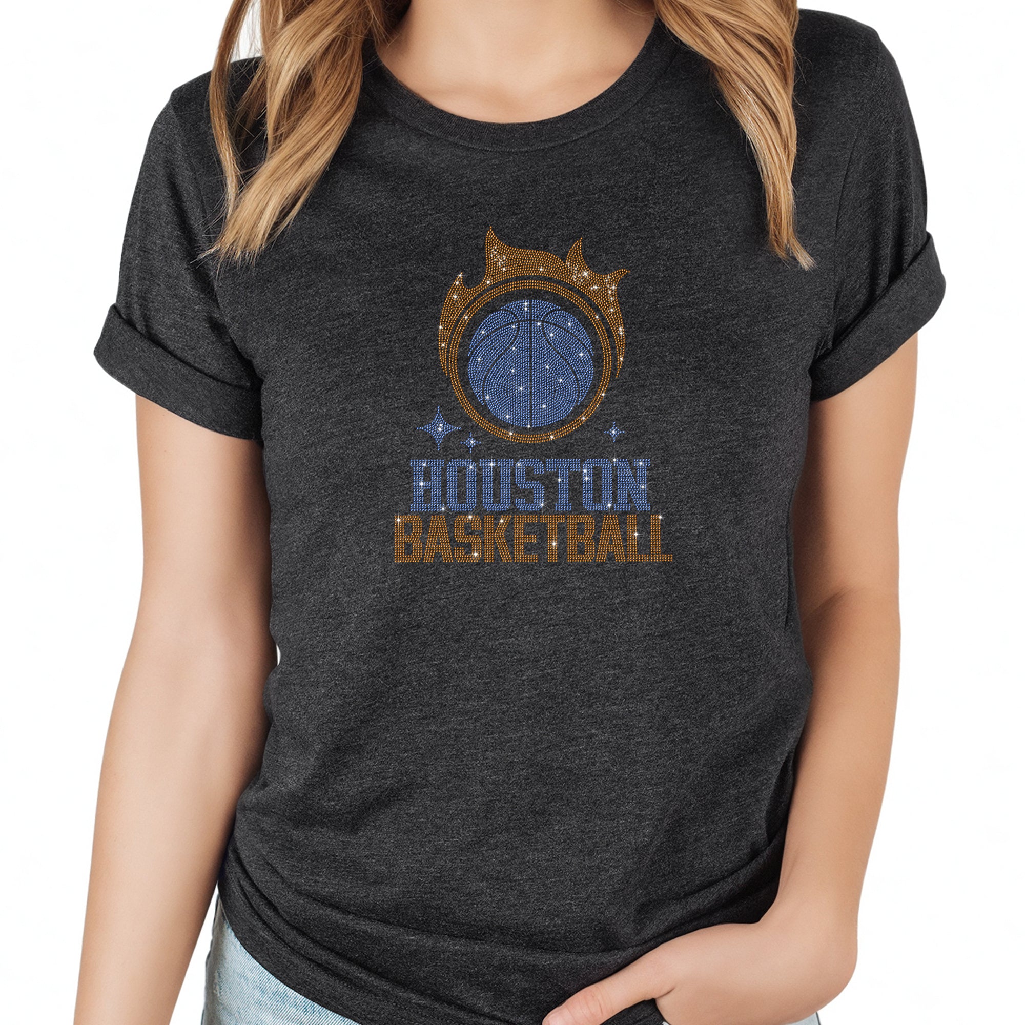 Houston Basketball Team Rhinestone T-Shirt