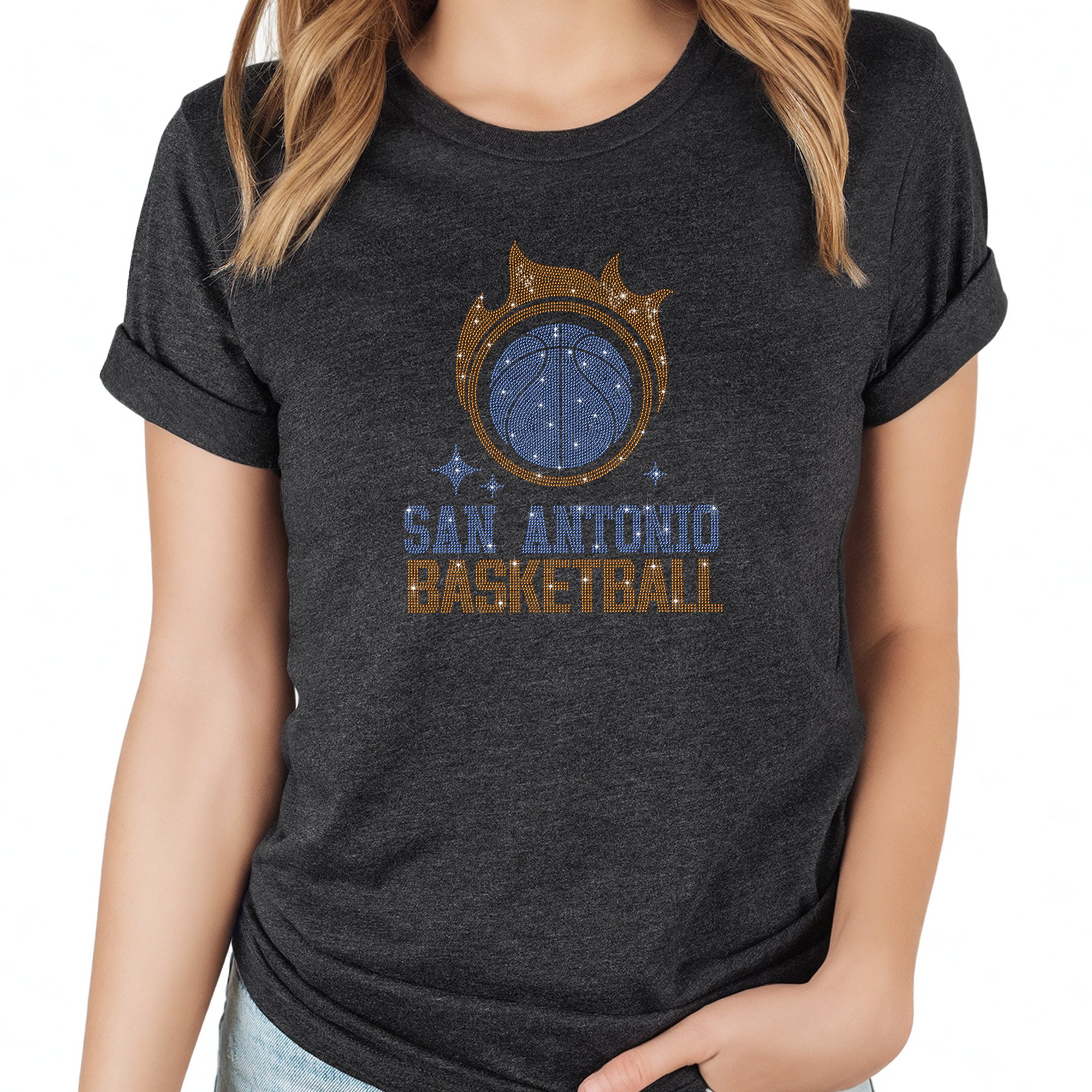 San Antonio Basketball Team Rhinestone T-Shirt