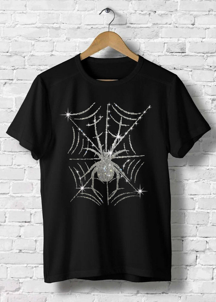 Spider on Web Rhinestone T-Shirt