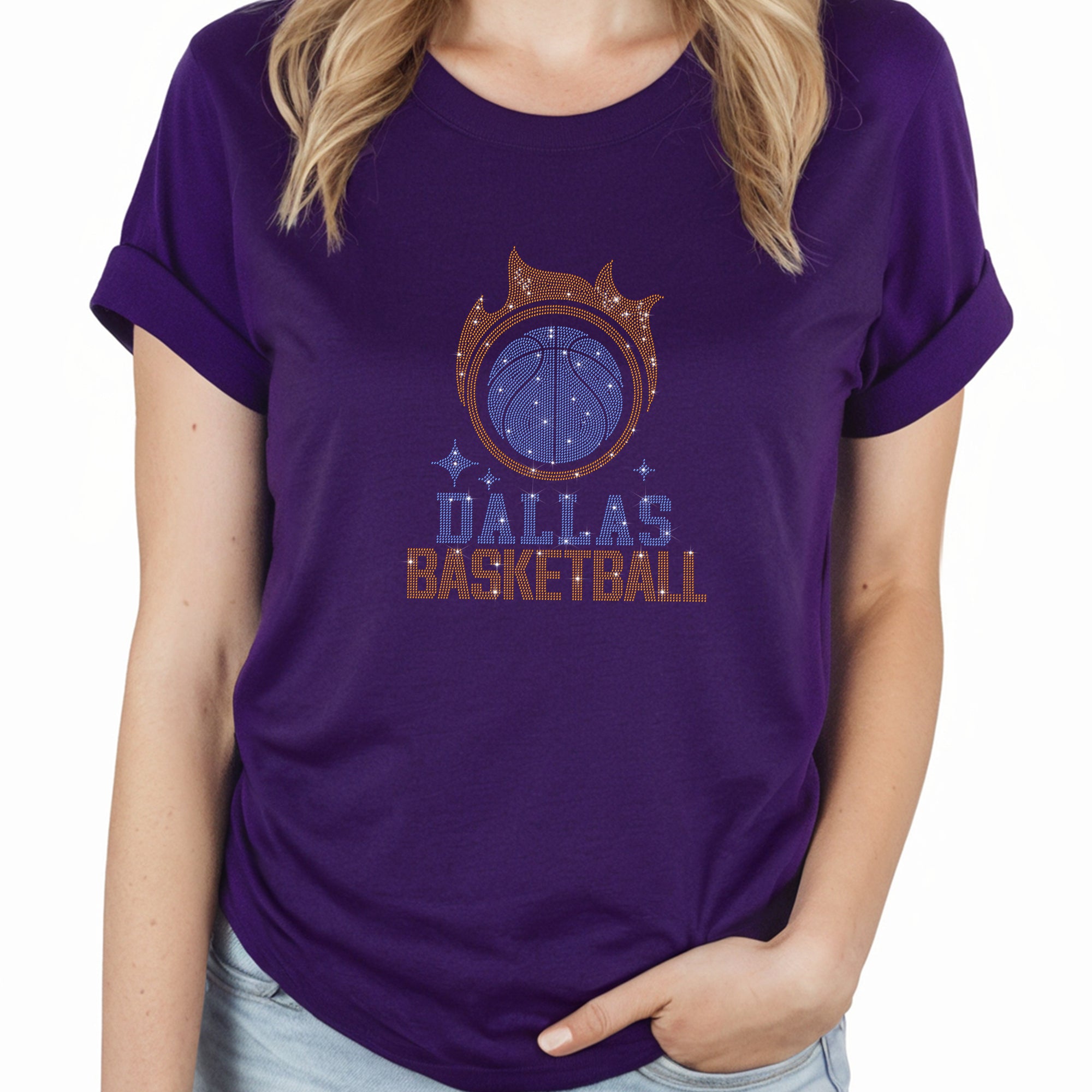 Dallas Basketball Team Rhinestone T-Shirt