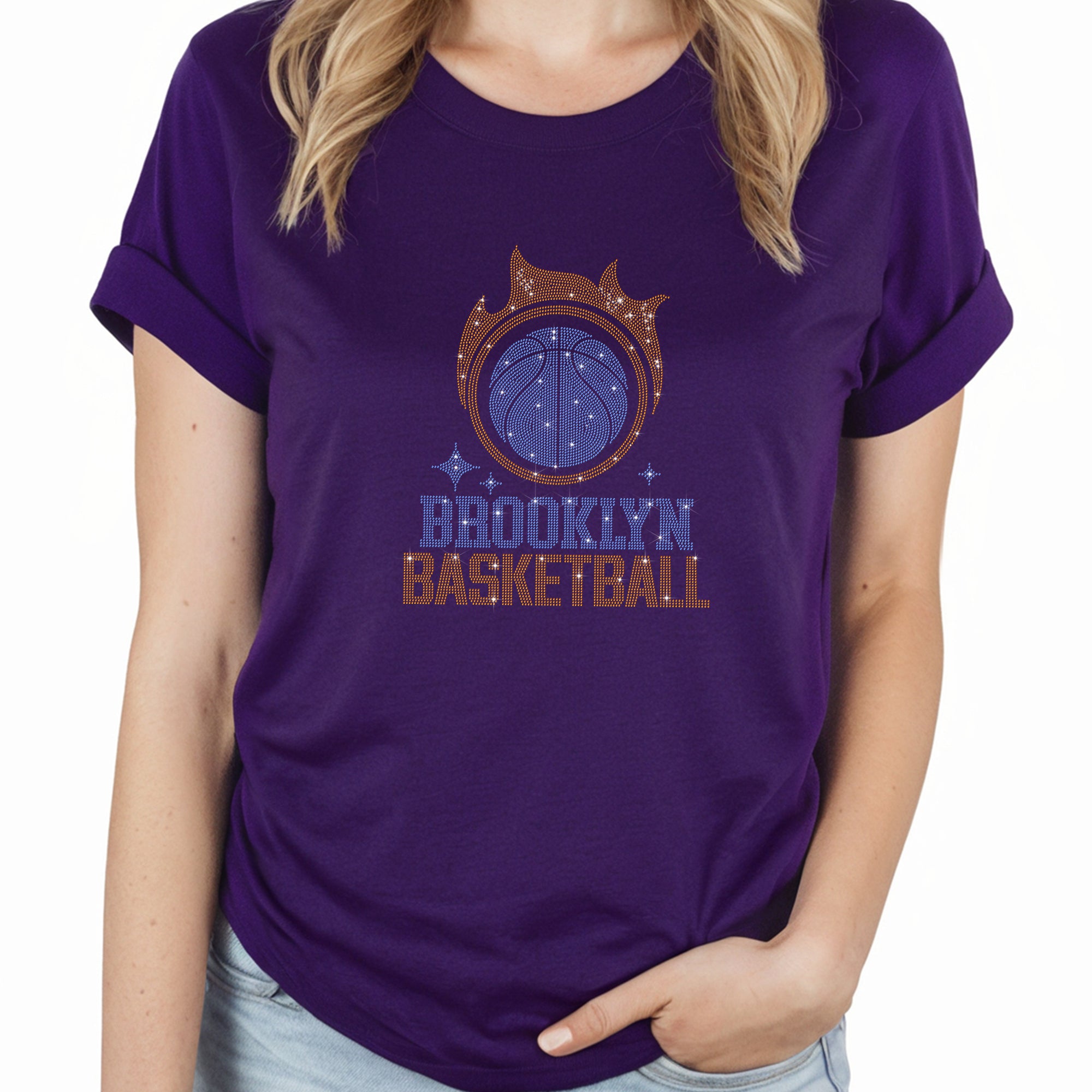 Brooklyn Basketball Team Rhinestone T-Shirt