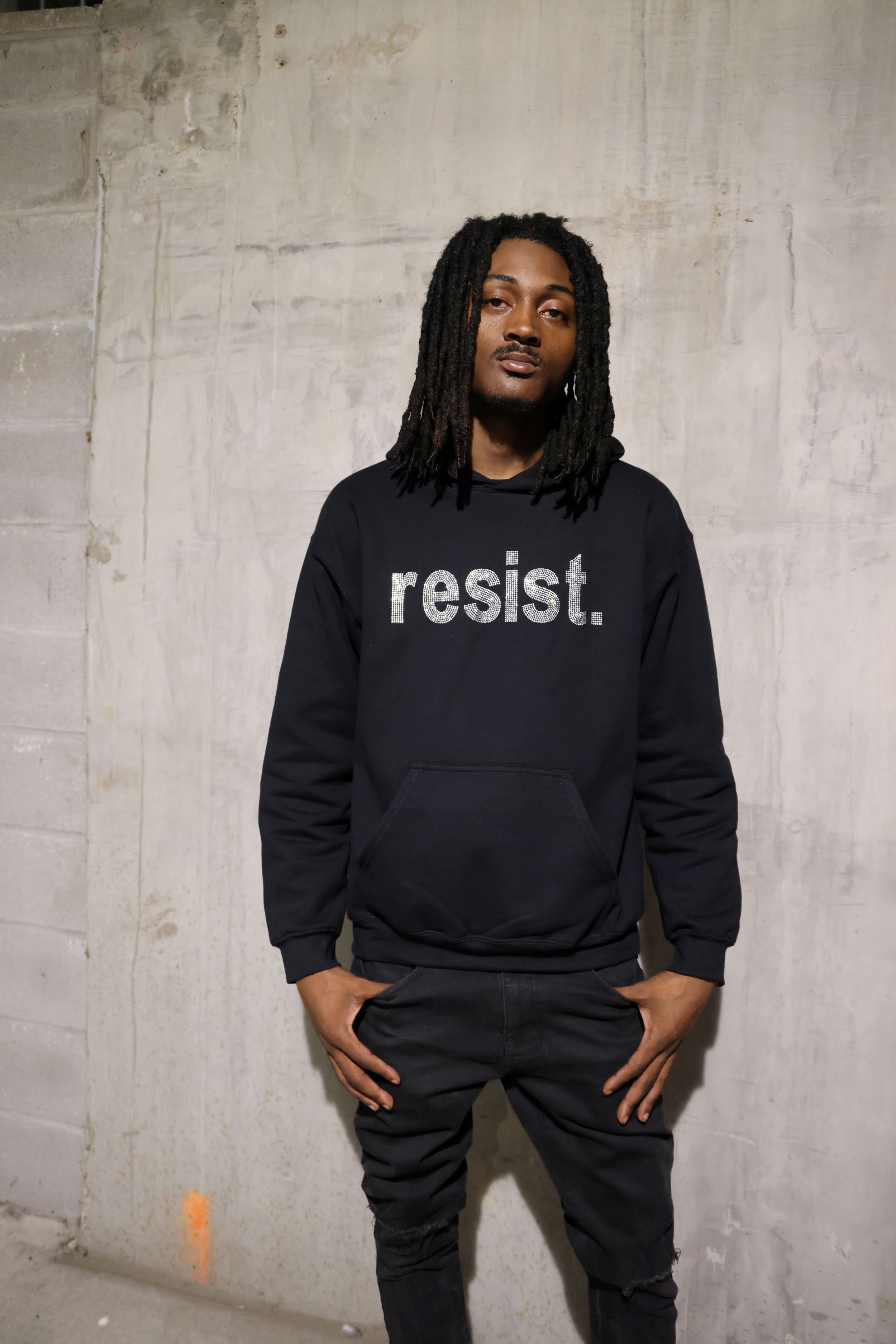 Resist Rhinestone Sparkle Political Protest Hoodie