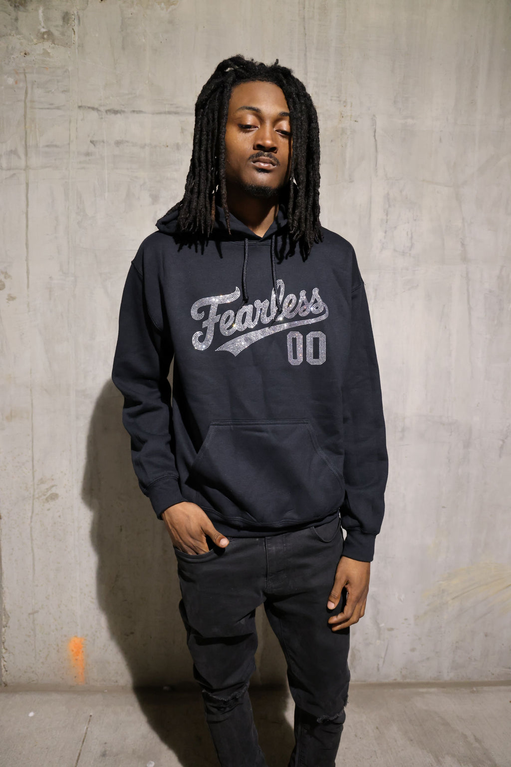 Fearless Rhinestone Hoodie – Sparkle Bling Motivational Hoodie