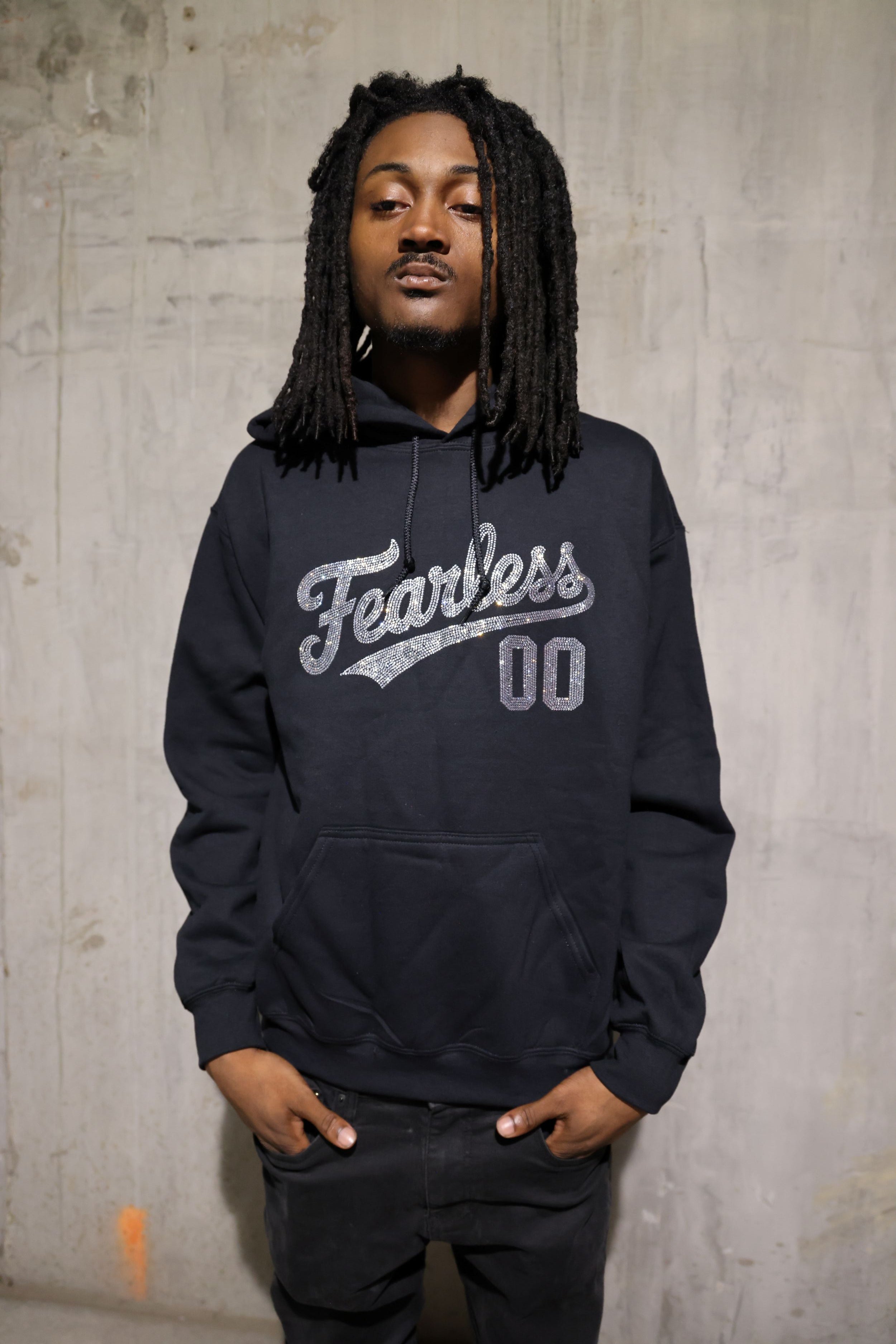 Fearless Rhinestone Hoodie – Sparkle Bling Motivational Hoodie Main image