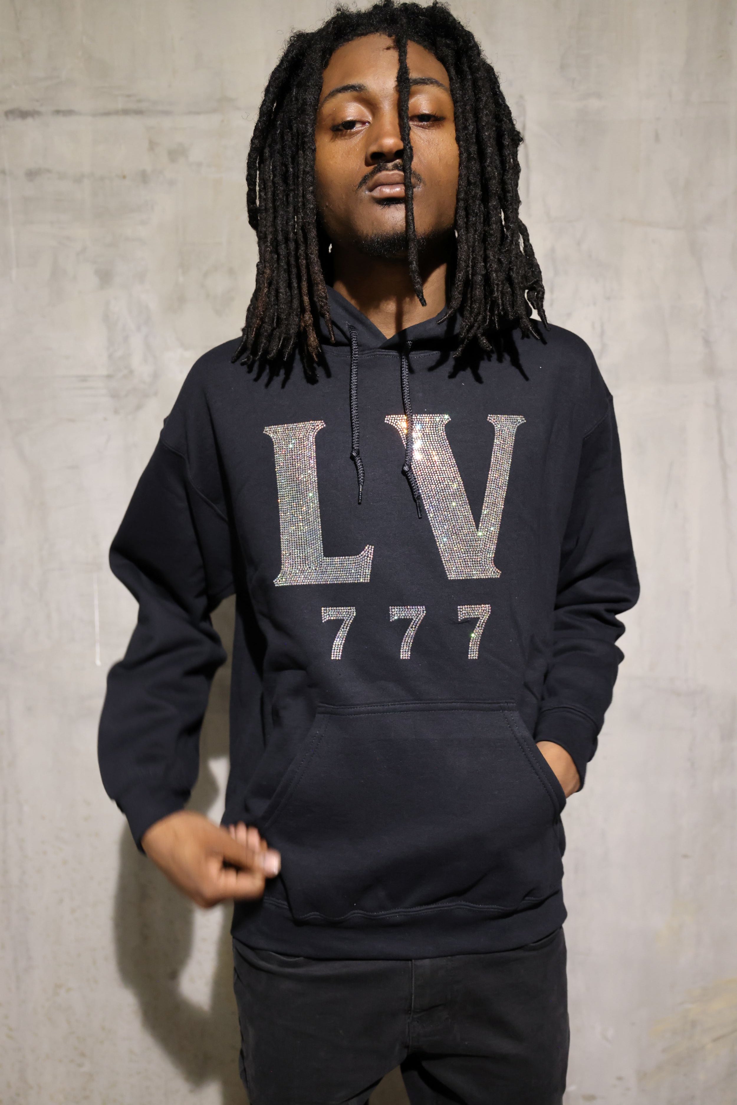 LV 777 Rhinestone Hoodie – Sparkle Bling Lucky Hoodie