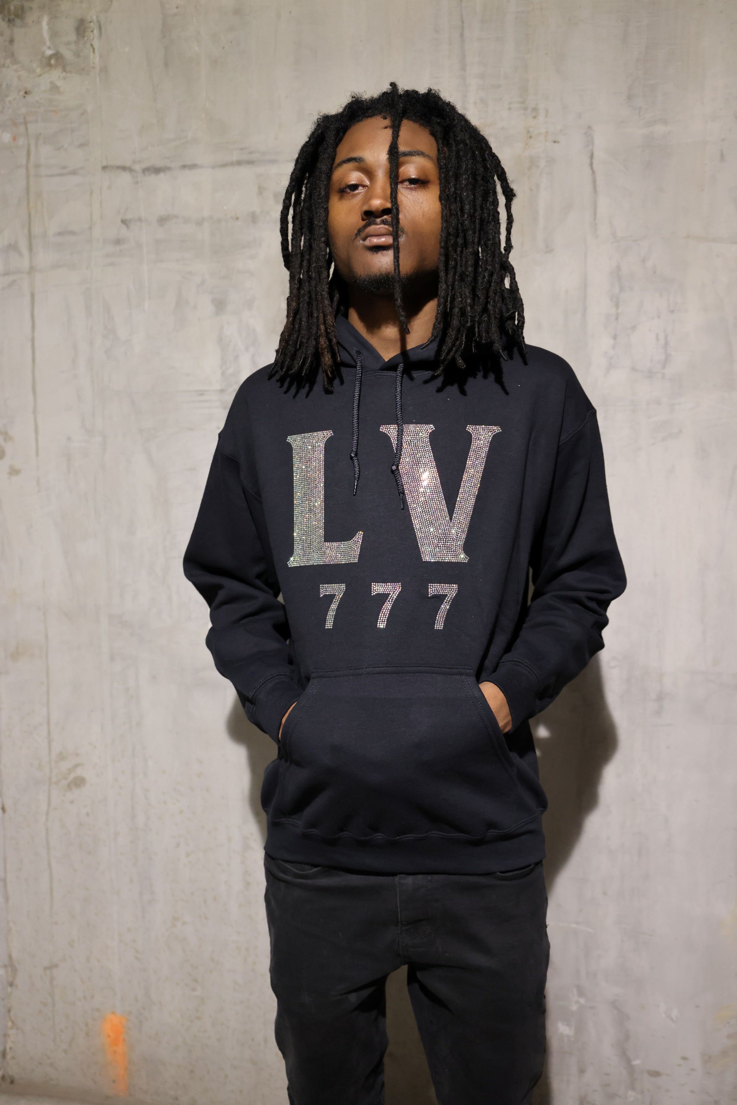 LV 777 Rhinestone Hoodie – Sparkle Bling Lucky Hoodie