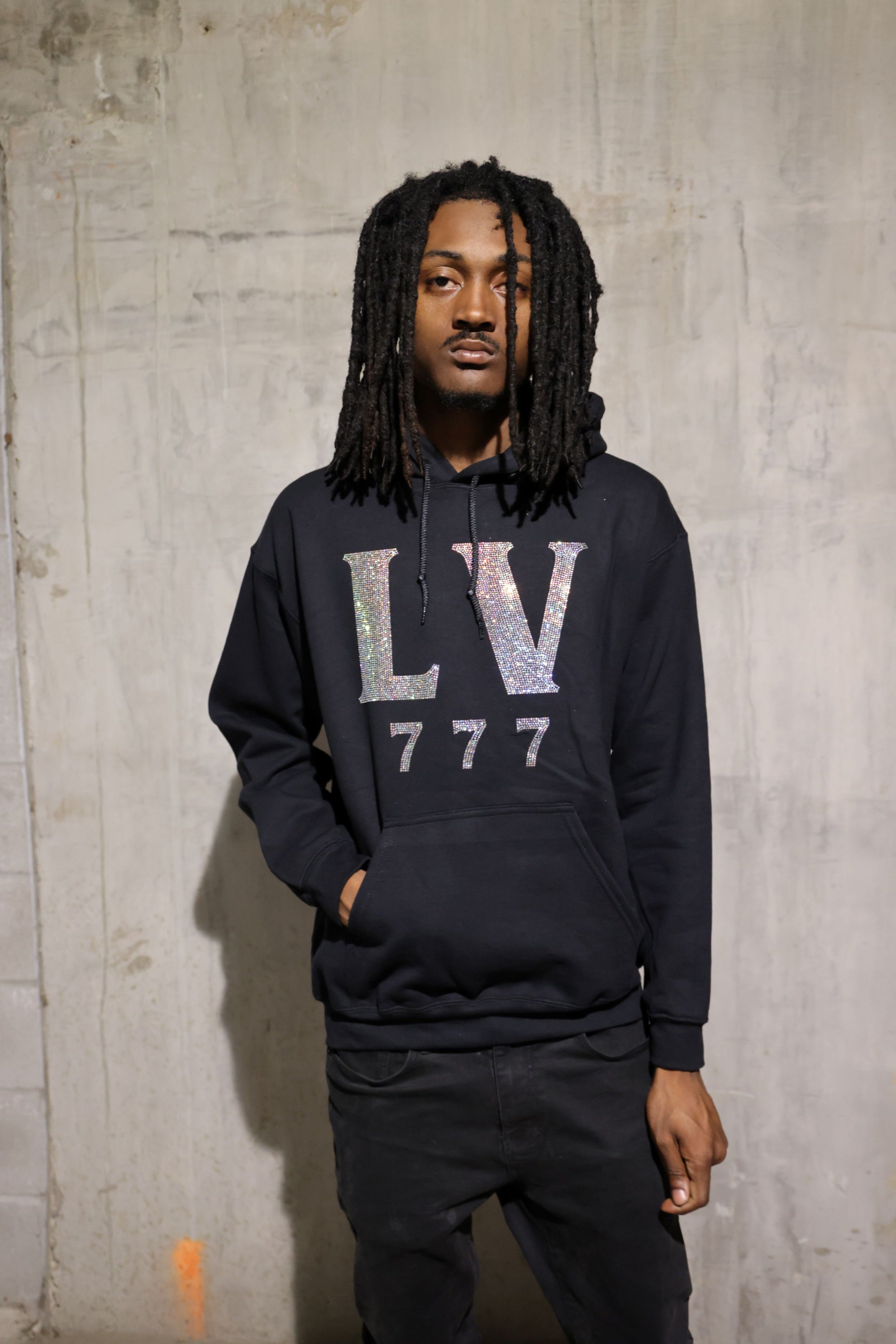 LV 777 Rhinestone Hoodie – Sparkle Bling Lucky Hoodie