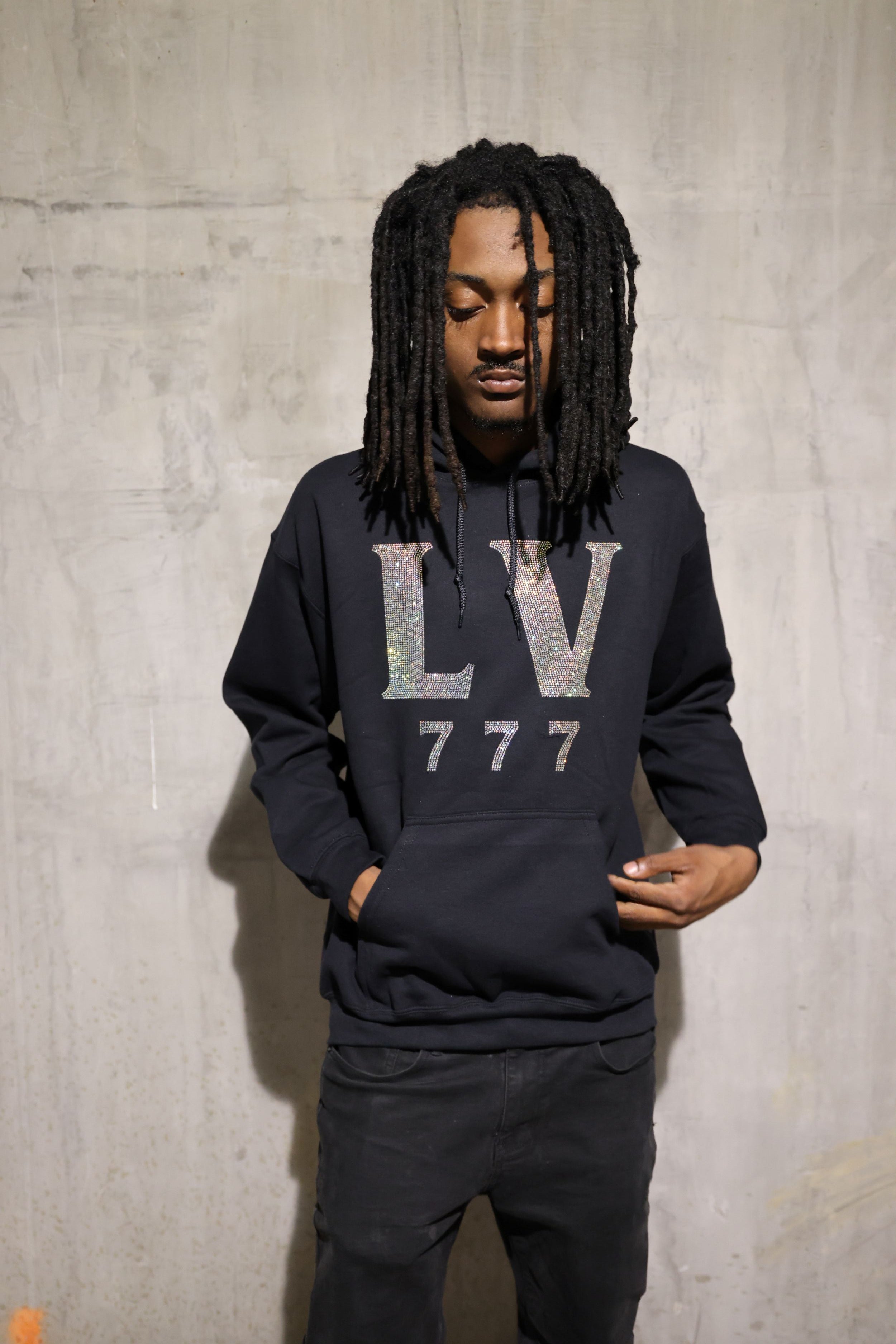 LV 777 Rhinestone Hoodie – Sparkle Bling Lucky Hoodie