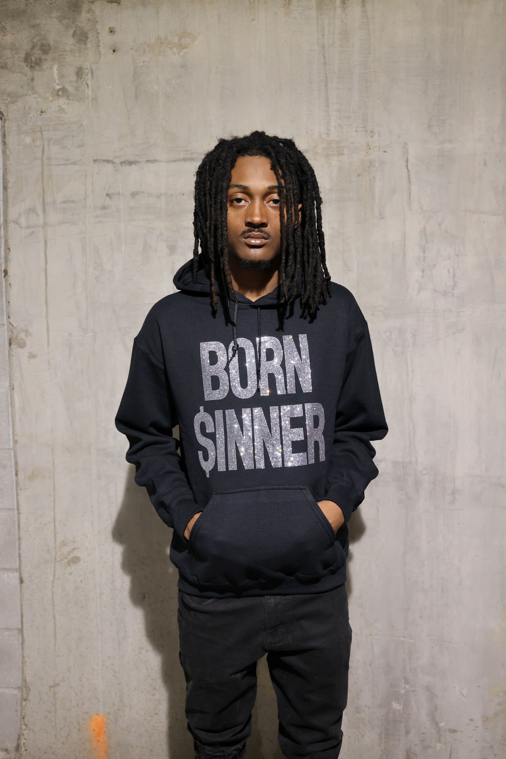 Born Sinner Rhinestone Hoodie – Bling Sparkle Statement Hoodie