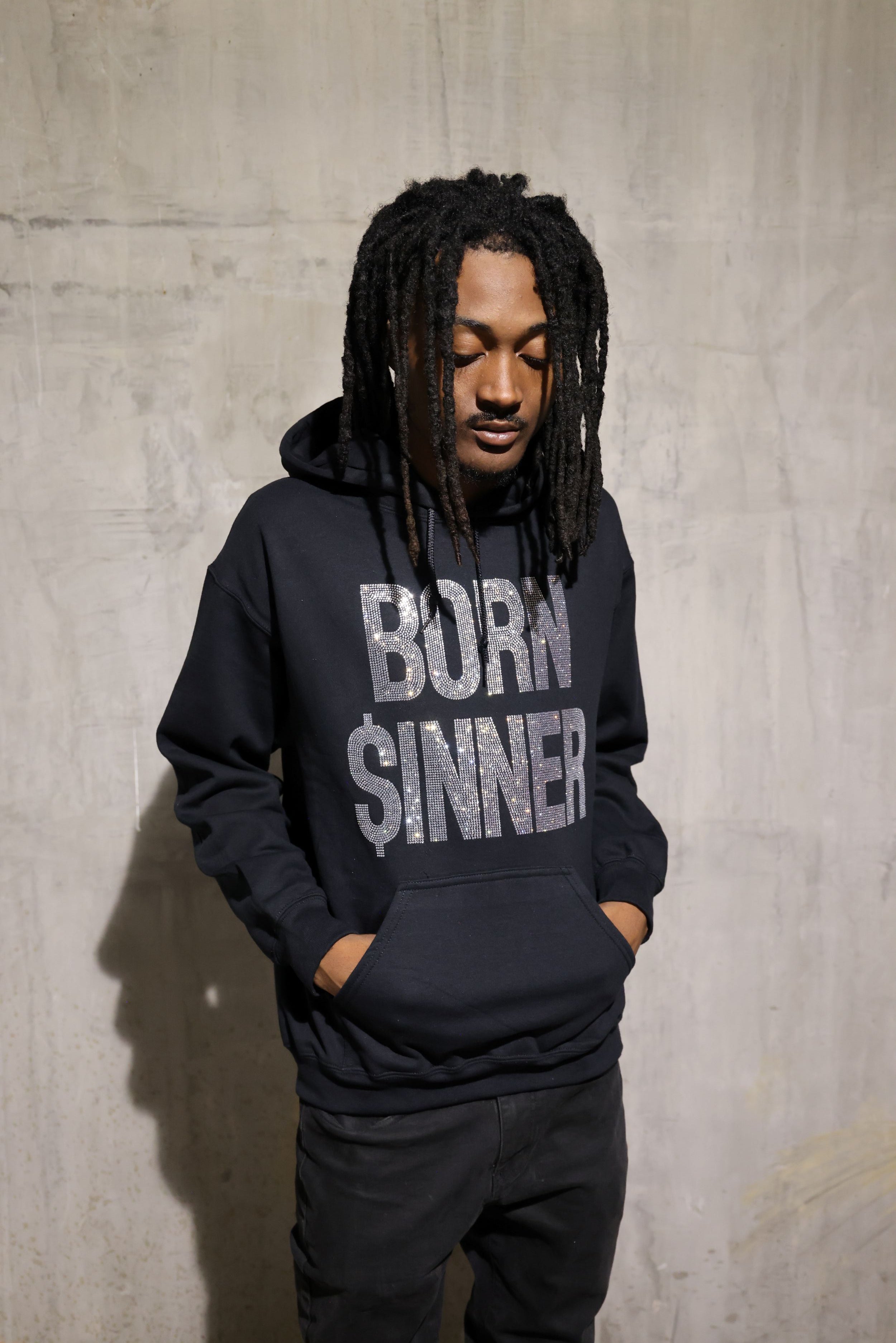 Born Sinner Rhinestone Hoodie – Bling Sparkle Statement Hoodie