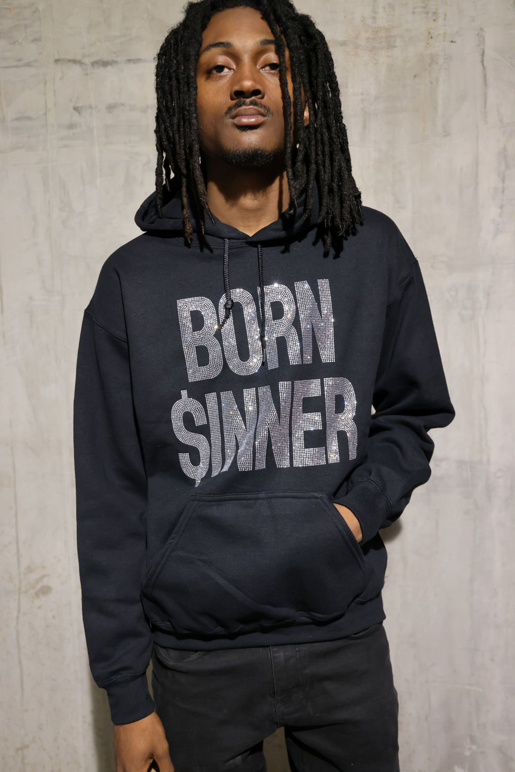 Born Sinner Rhinestone Hoodie – Bling Sparkle Statement Hoodie