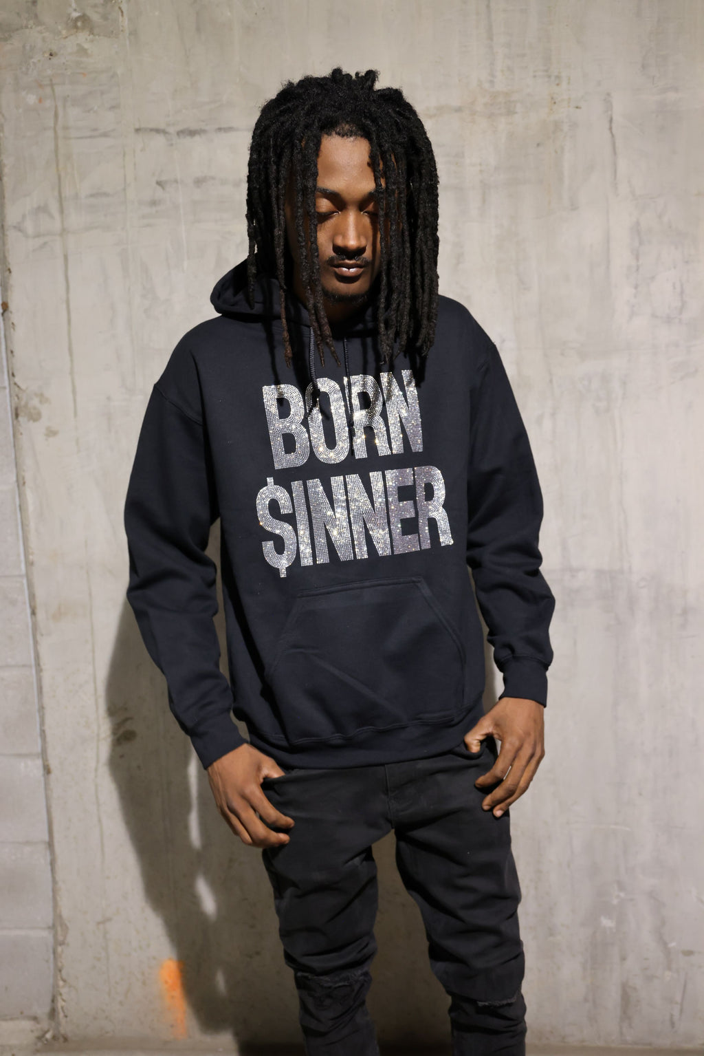 Born Sinner Rhinestone Hoodie – Bling Sparkle Statement Hoodie