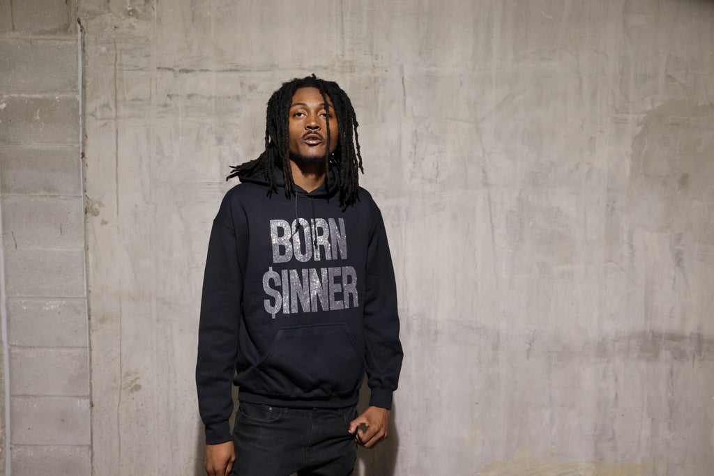 Born Sinner Rhinestone Hoodie – Bling Sparkle Statement Hoodie