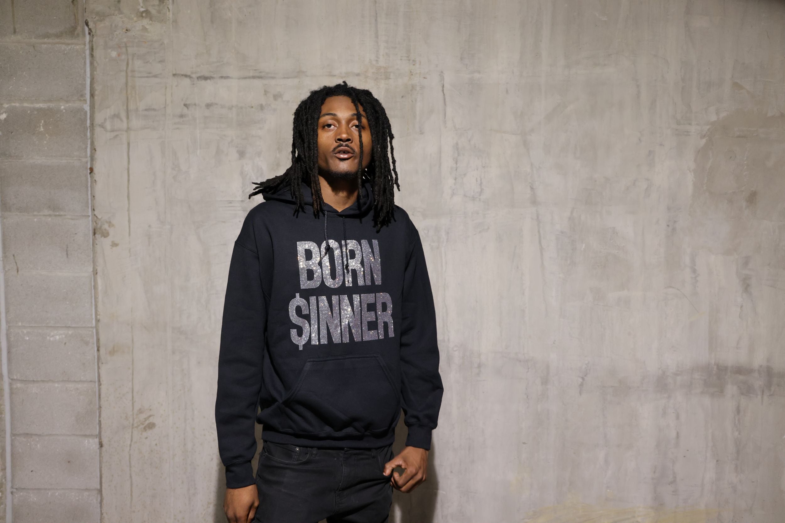 Born Sinner Rhinestone Hoodie – Bling Sparkle Statement Hoodie