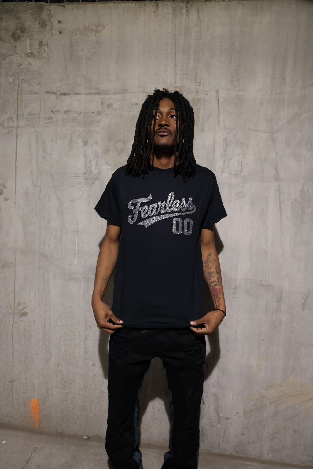 Fearless Rhinestone T-Shirt – Sparkle Bling Motivational Tee