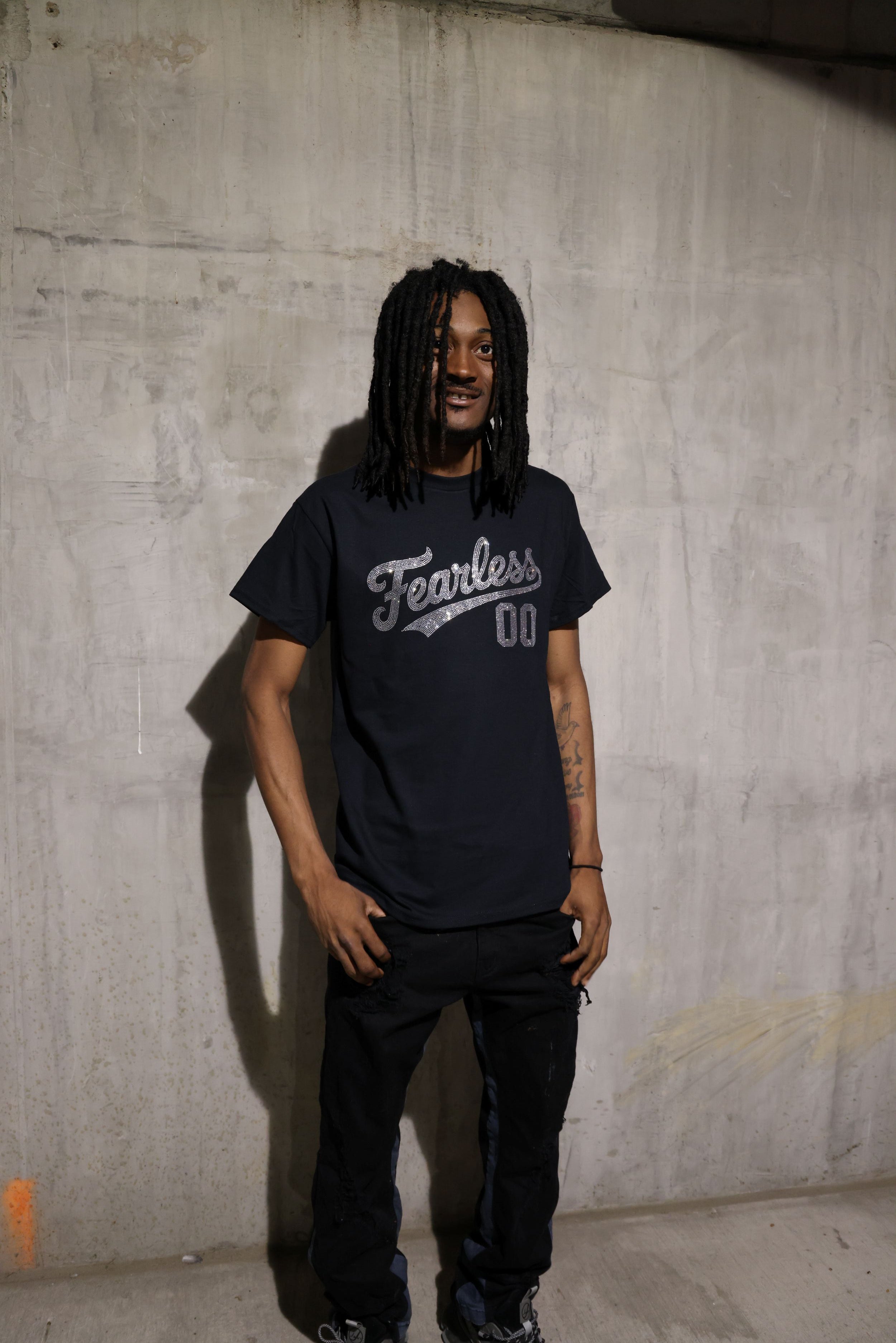 Fearless Rhinestone T-Shirt – Sparkle Bling Motivational Tee