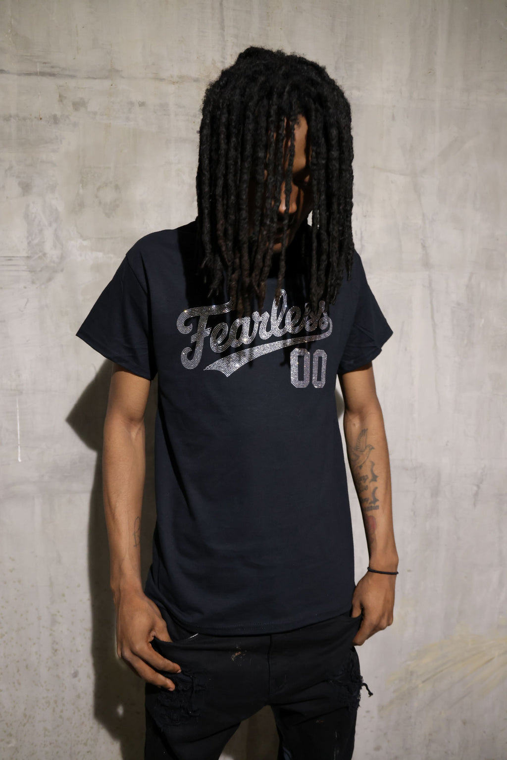 Fearless Rhinestone T-Shirt – Sparkle Bling Motivational Tee