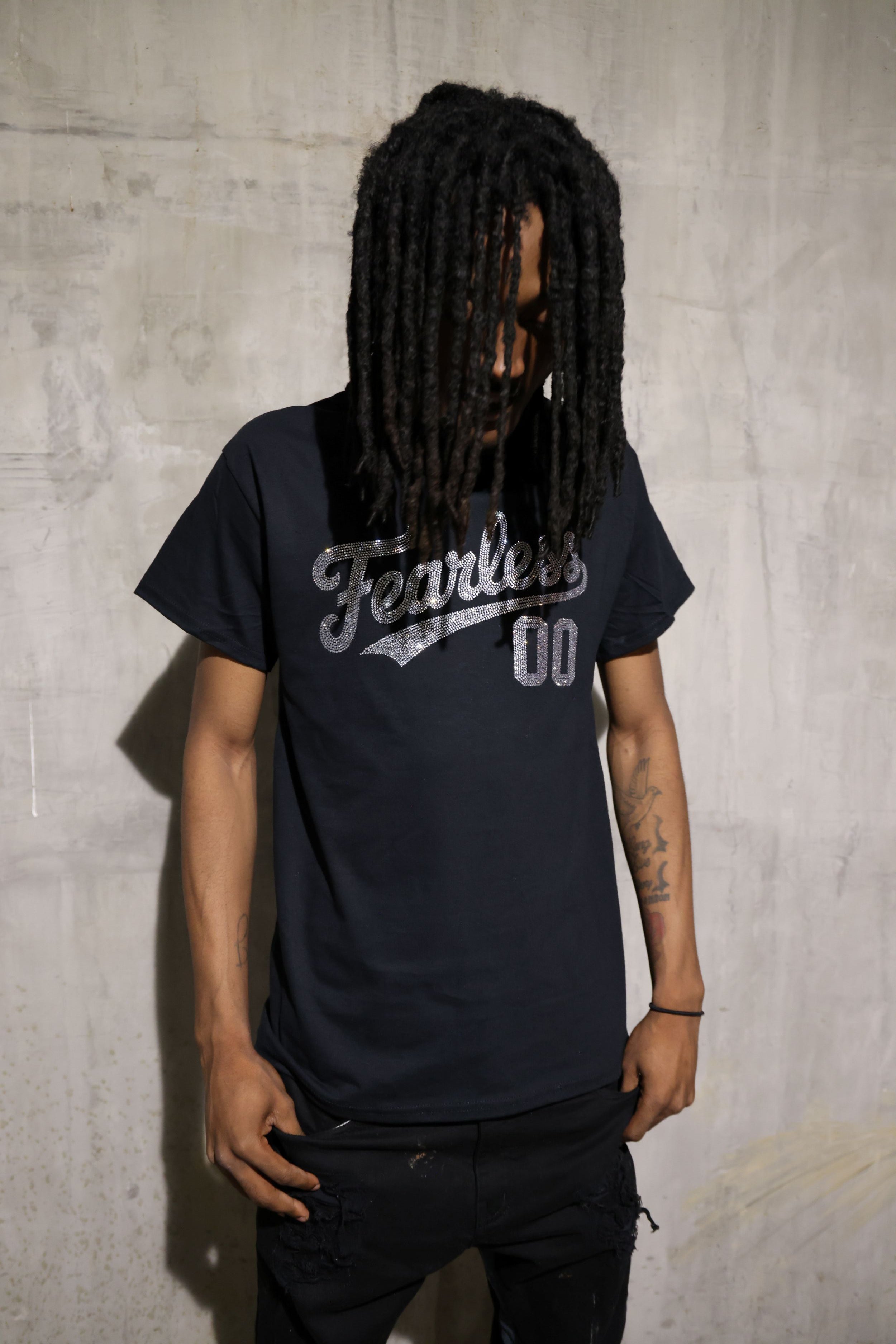 Fearless Rhinestone T-Shirt – Sparkle Bling Motivational Tee