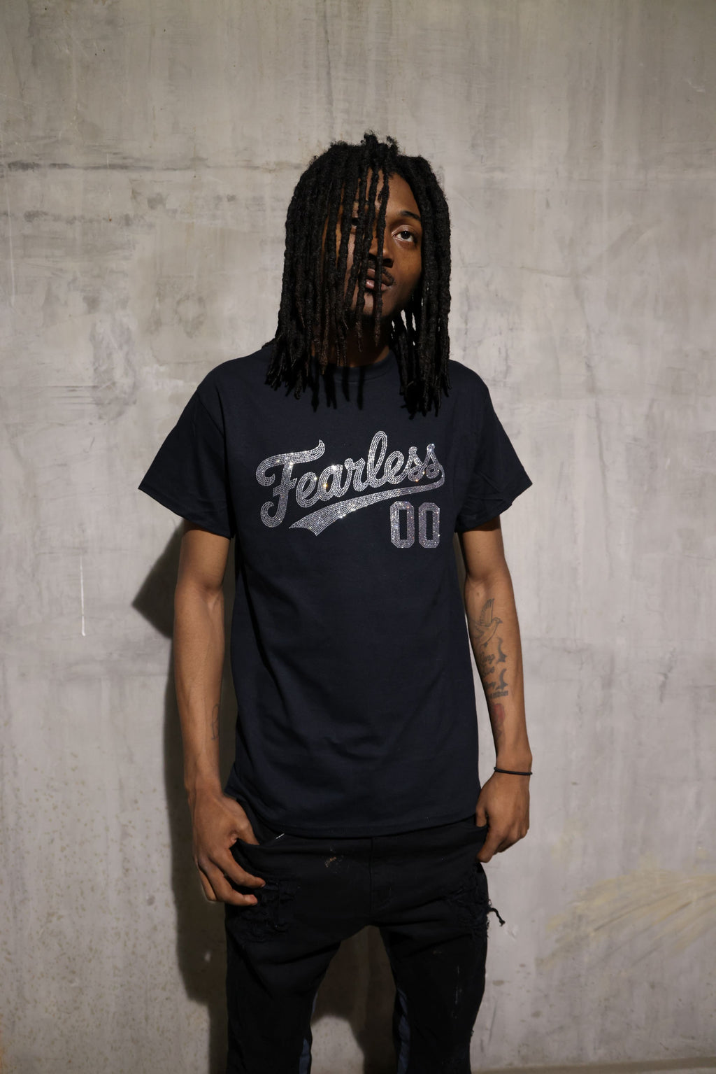 Fearless Rhinestone T-Shirt – Sparkle Bling Motivational Tee