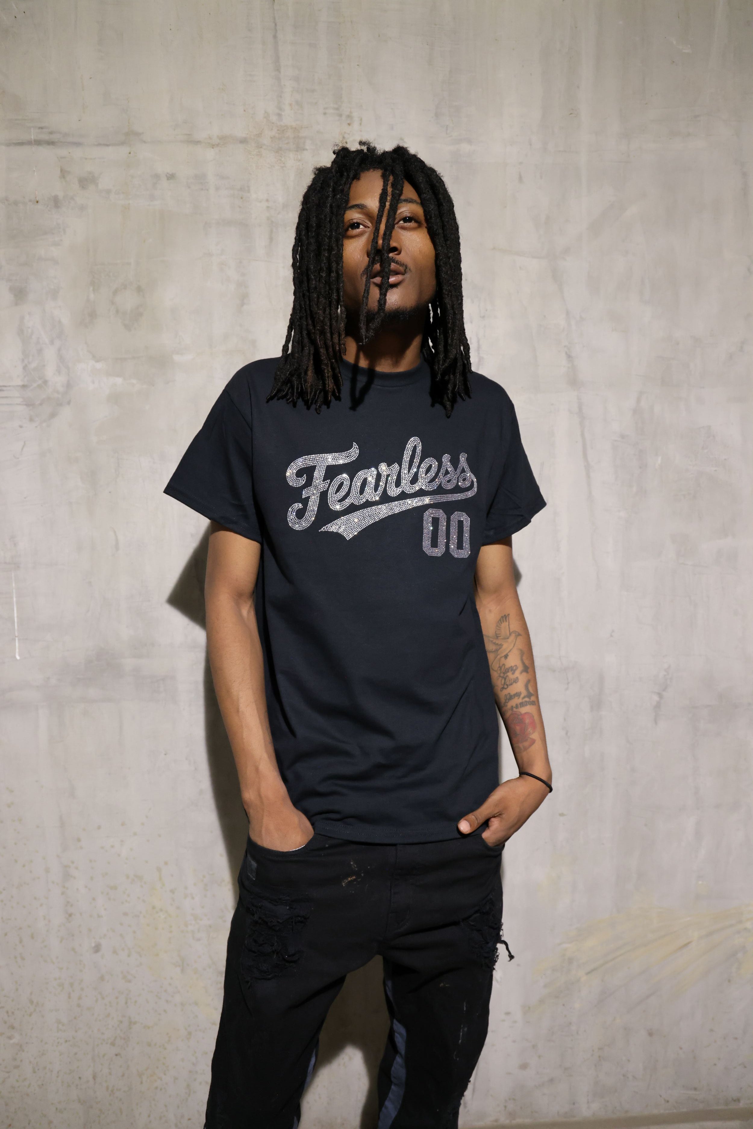 Fearless Rhinestone T-Shirt – Sparkle Bling Motivational Tee