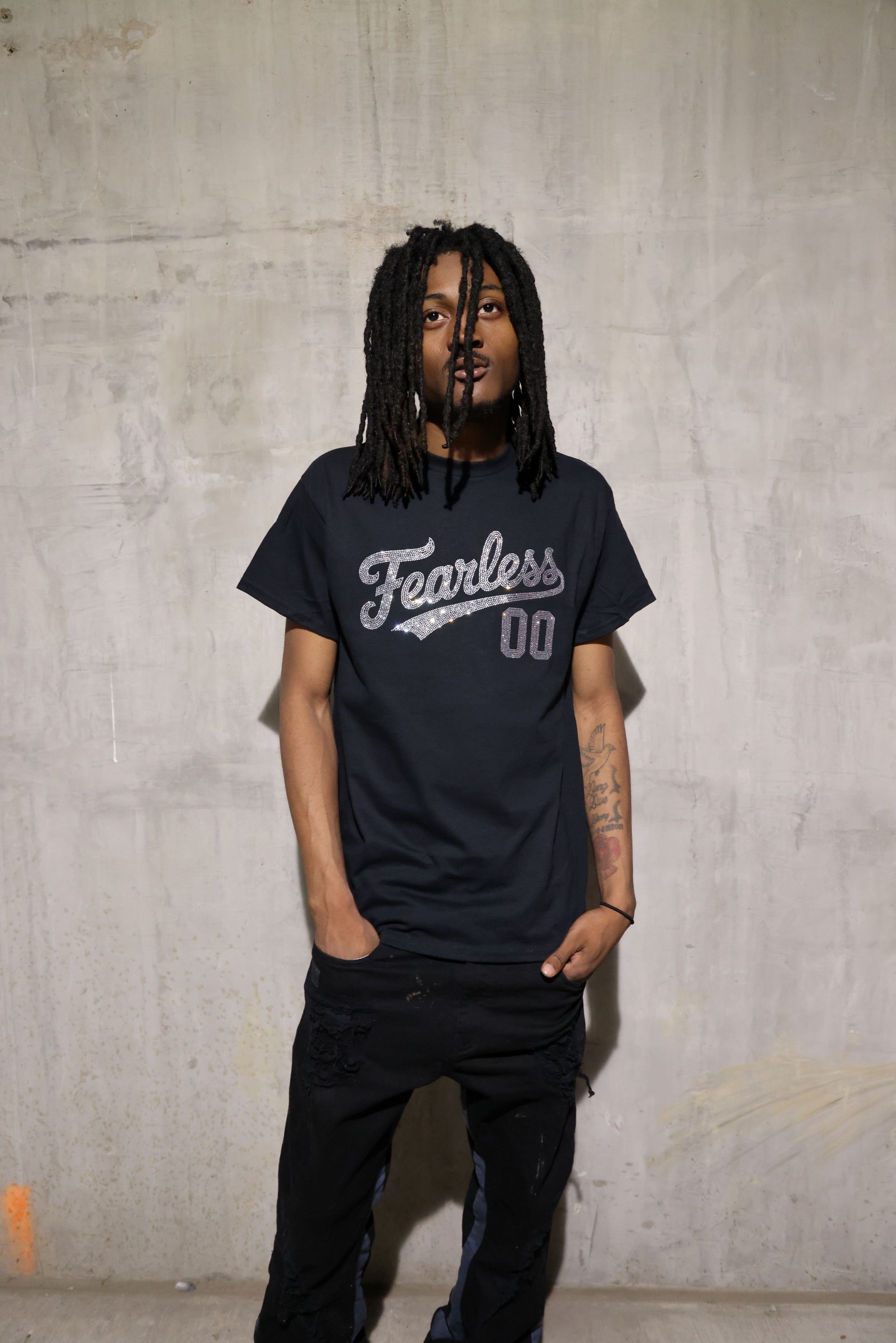 Fearless Rhinestone T-Shirt – Sparkle Bling Motivational Tee