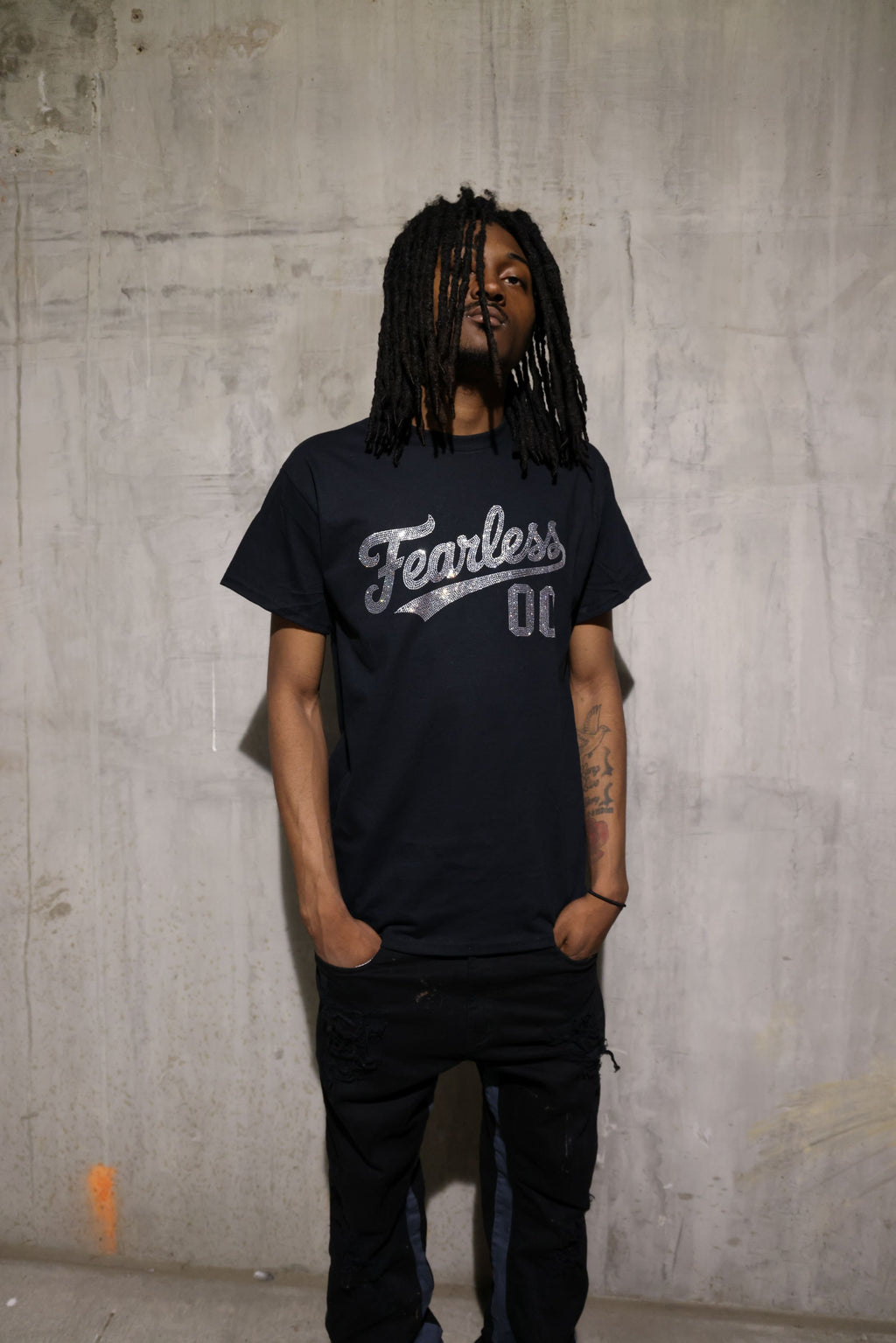 Fearless Rhinestone T-Shirt – Sparkle Bling Motivational Tee