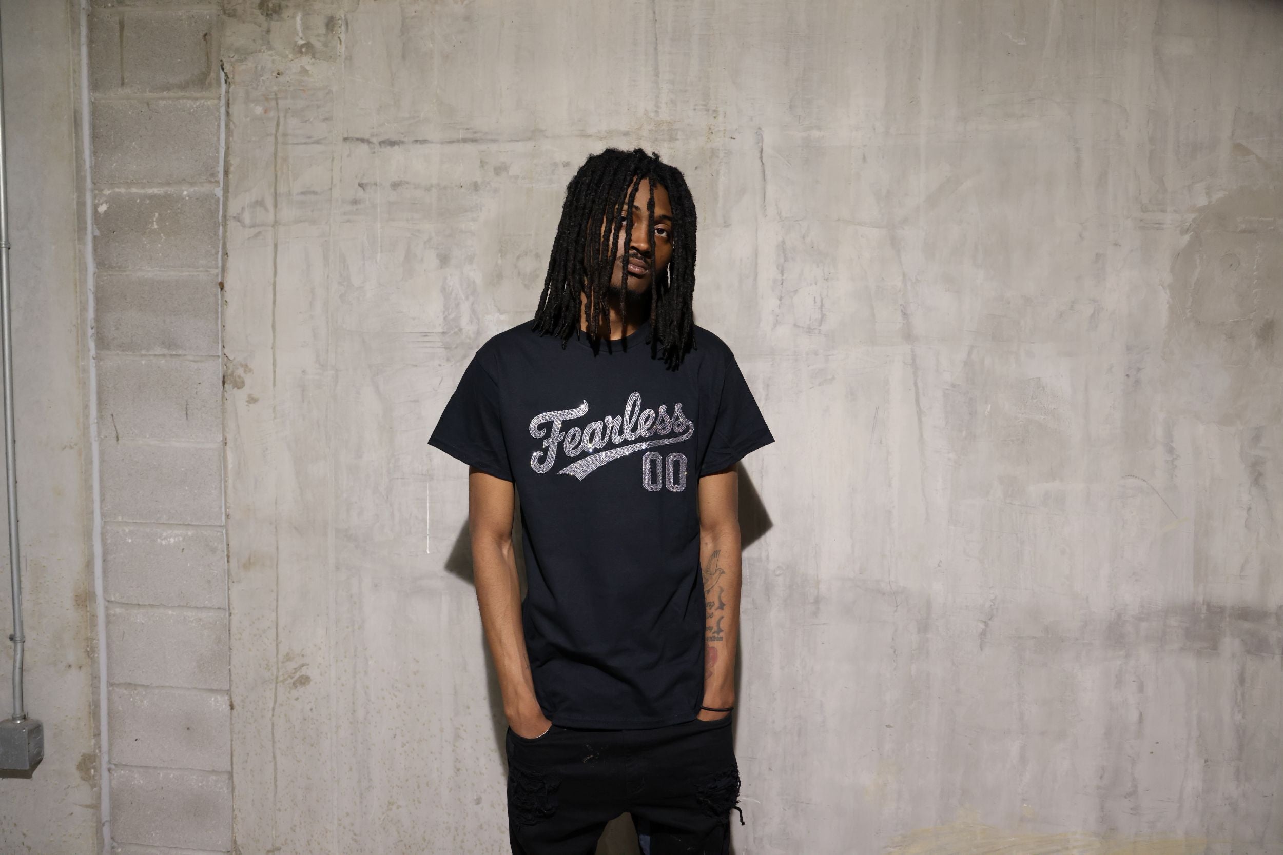 Fearless Rhinestone T-Shirt – Sparkle Bling Motivational Tee Secondary image