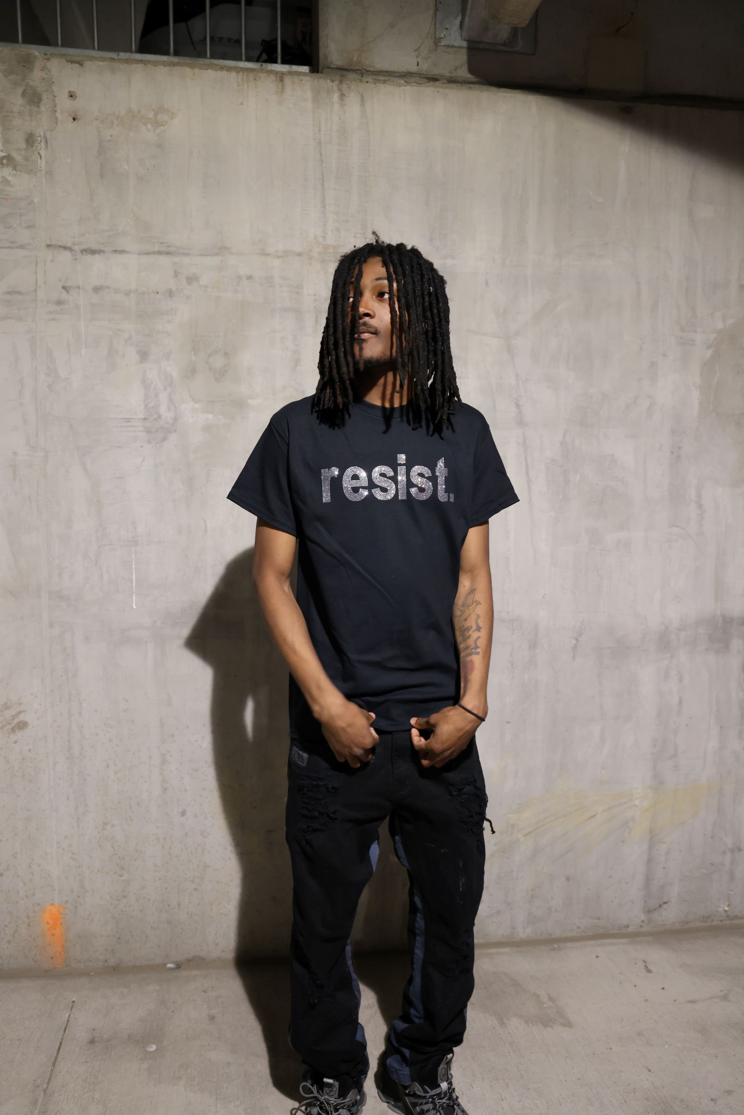 Resist Rhinestone Sparkle Political Protest T-Shirt