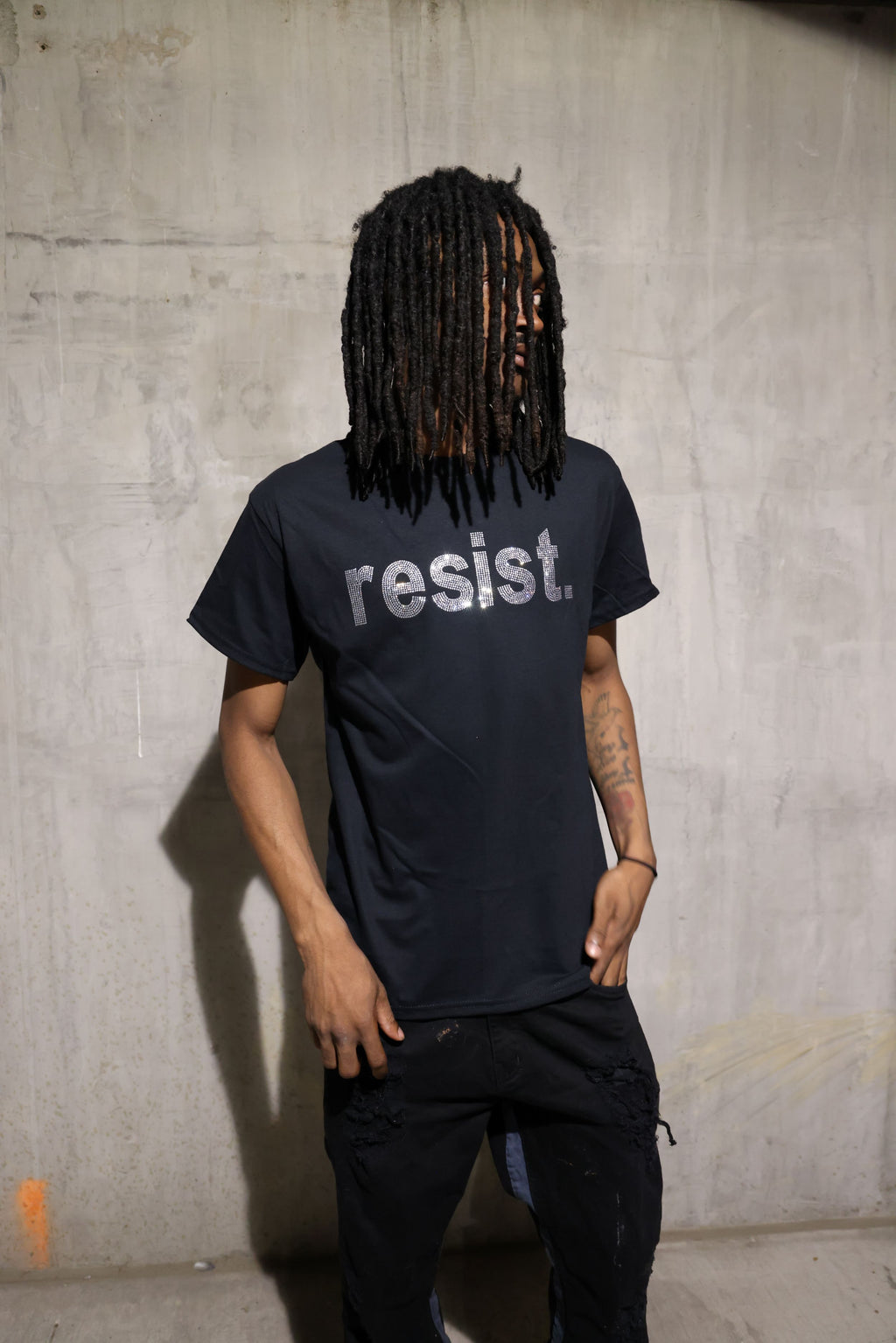 Resist Rhinestone Sparkle Political Protest T-Shirt