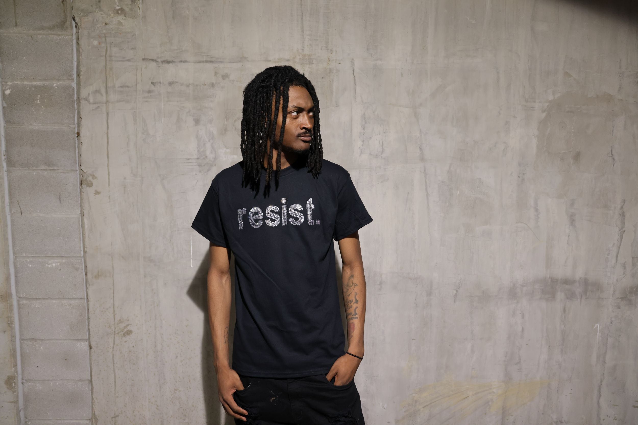 Resist Rhinestone Sparkle Political Protest T-Shirt
