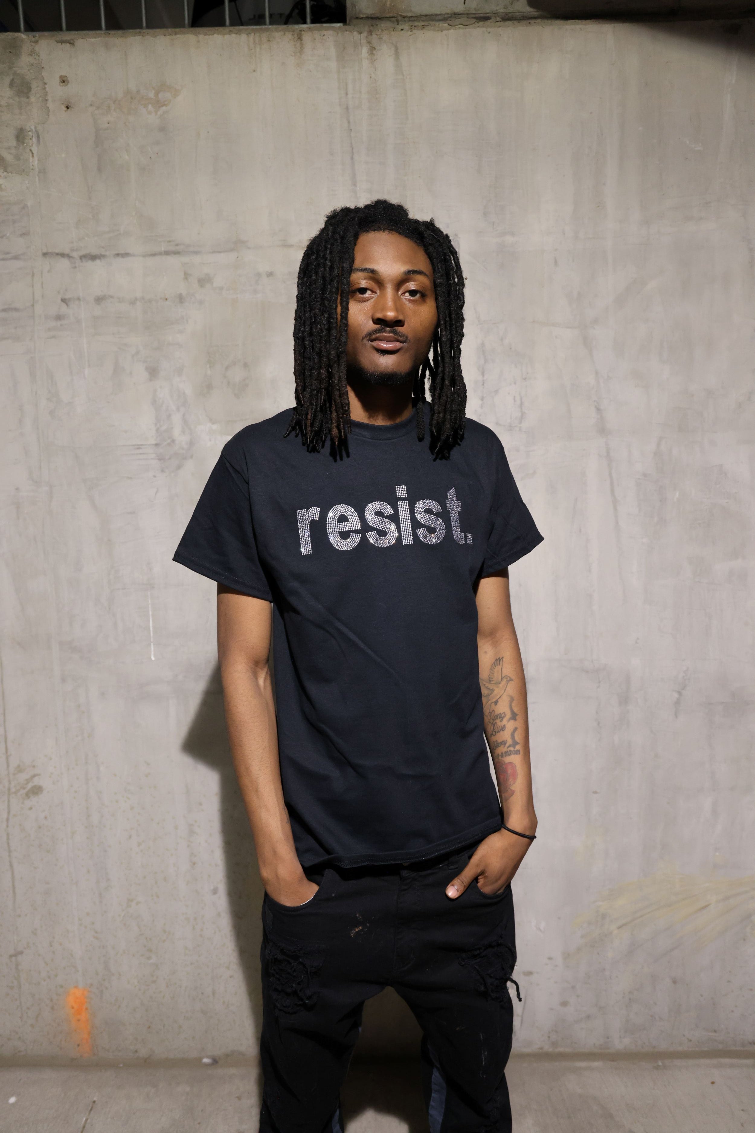 Resist Rhinestone Sparkle Political Protest T-Shirt Main image