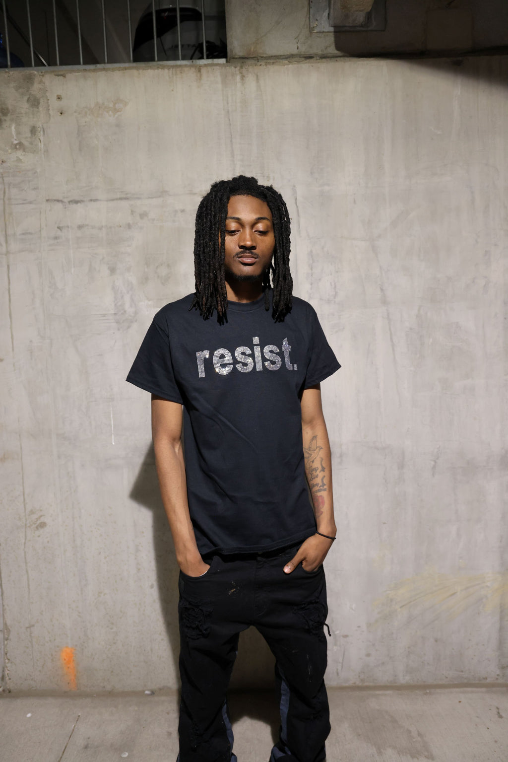 Resist Rhinestone Sparkle Political Protest T-Shirt