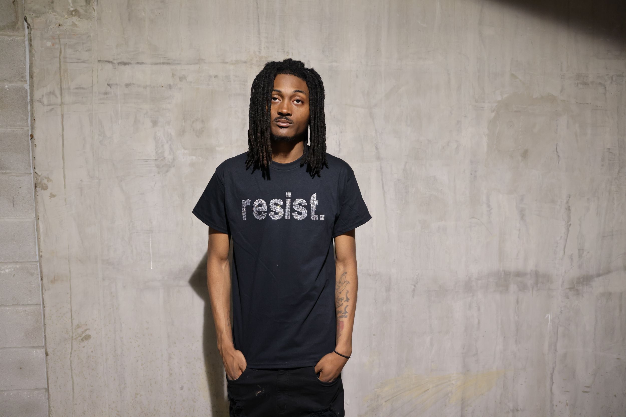 Resist Rhinestone Sparkle Political Protest T-Shirt