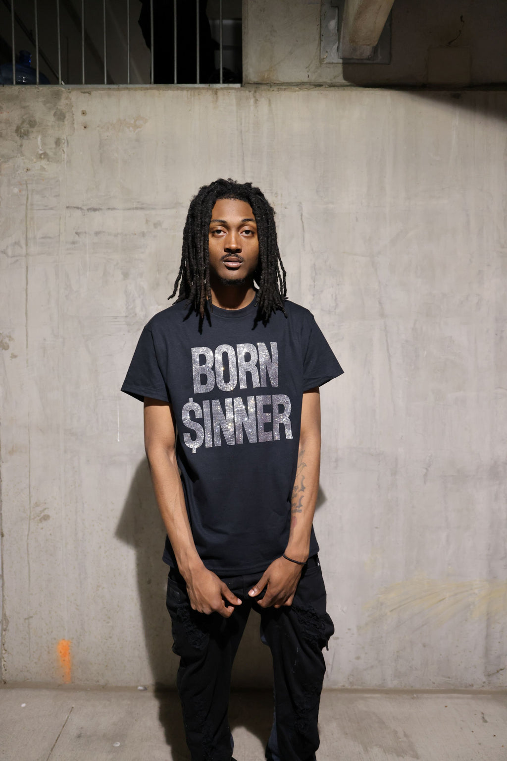 Born Sinner Rhinestone T-Shirt – Bling Sparkle Statement Tee