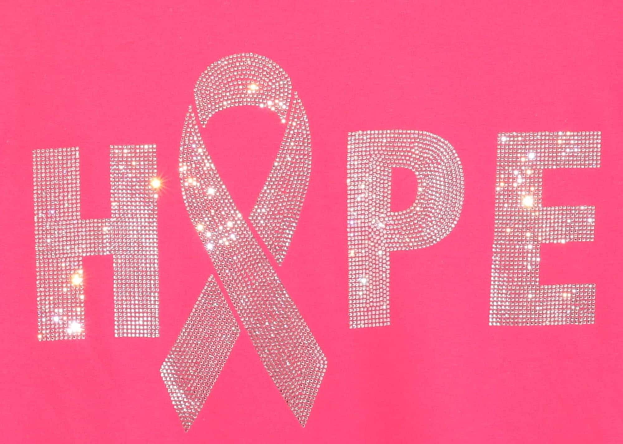 Cancer Awareness Hope Rhinestone Bling Bling Short Sleeve T-shirt