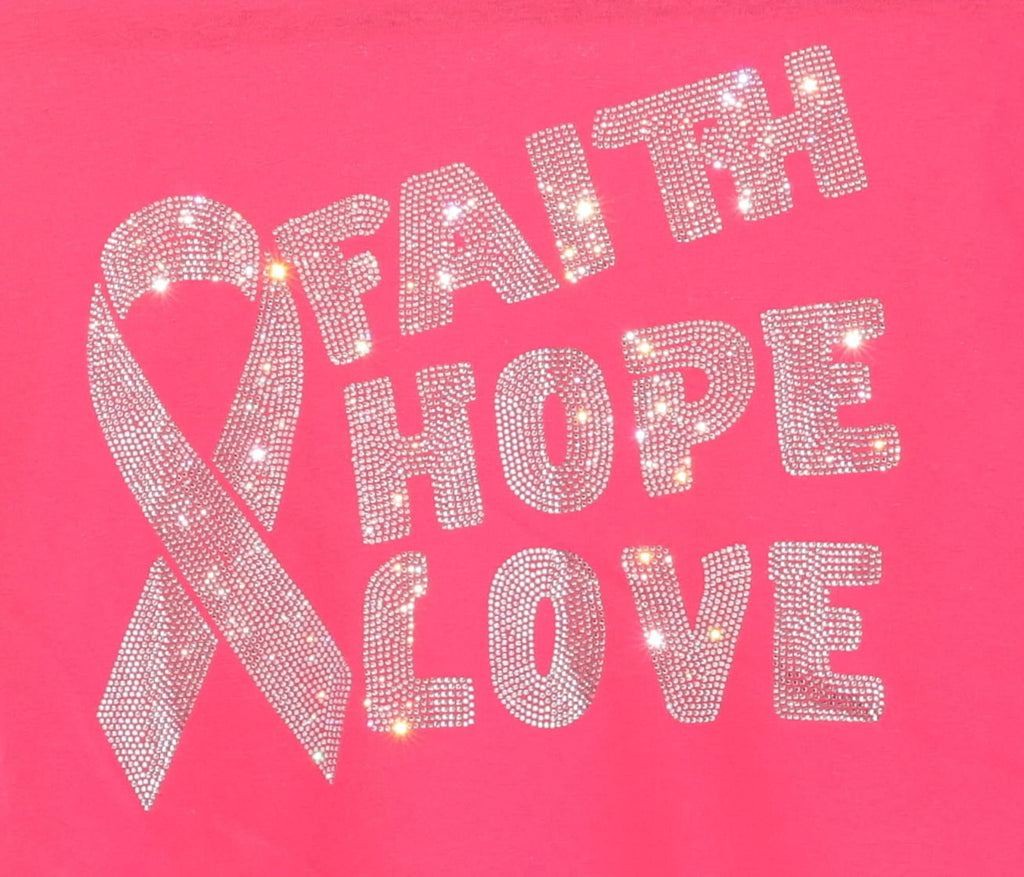Pink Rhinestone Ribbon T-Shirt: Cancer Awareness Gift