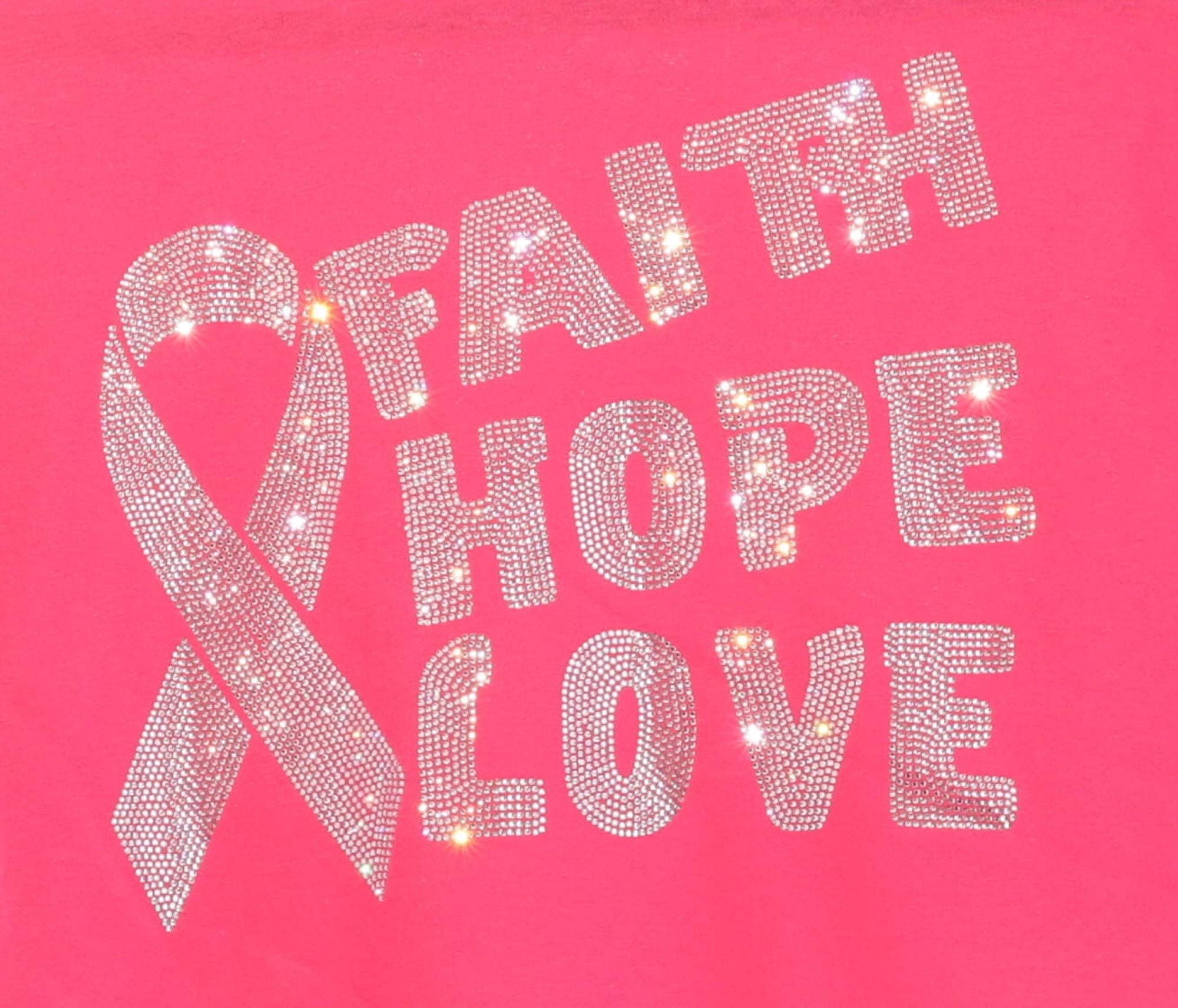 Pink Rhinestone Ribbon T-Shirt: Cancer Awareness Gift
